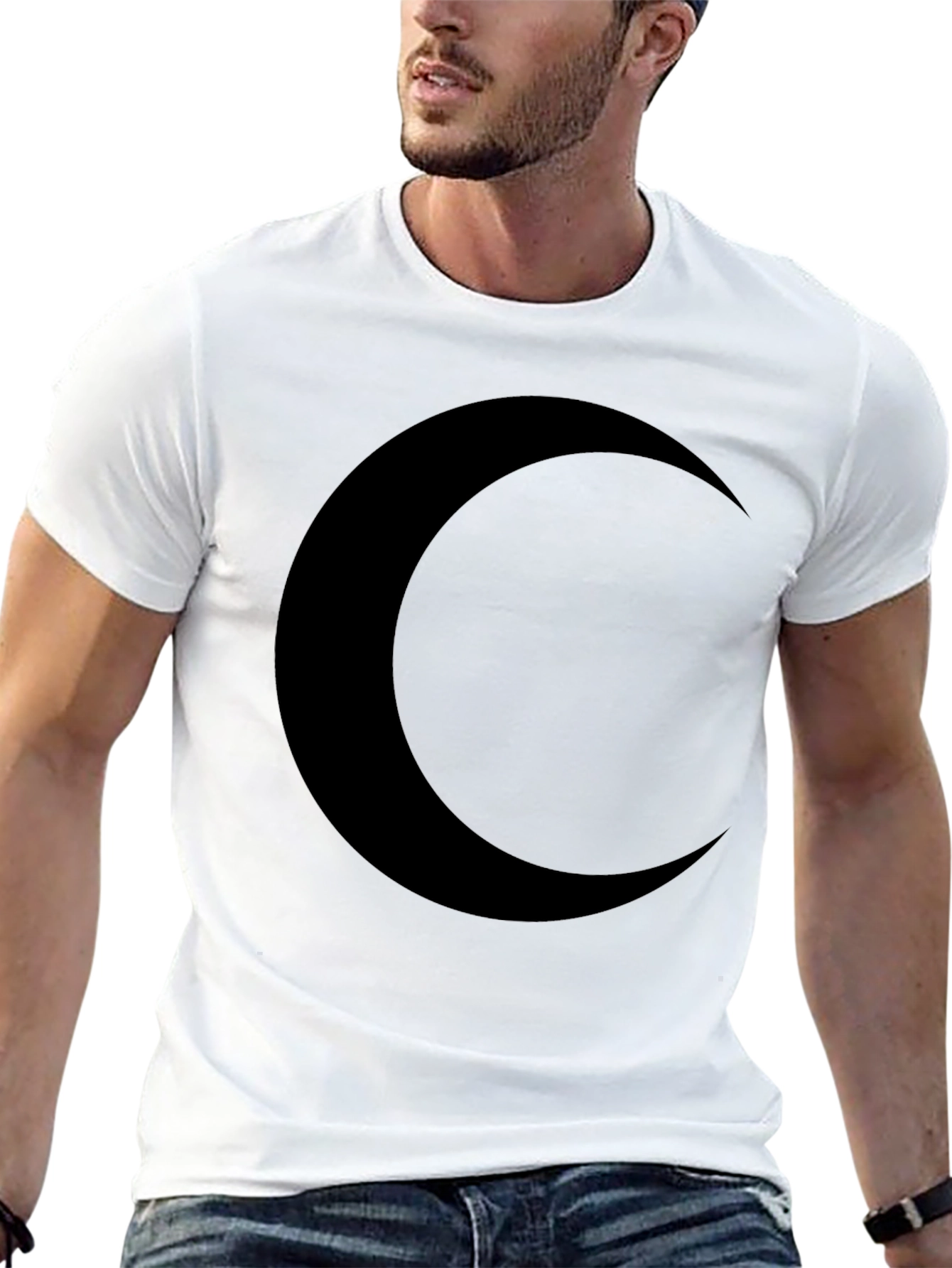 Black Crescent Moon Black T-Shirt - Stylish & Comfortable view 13