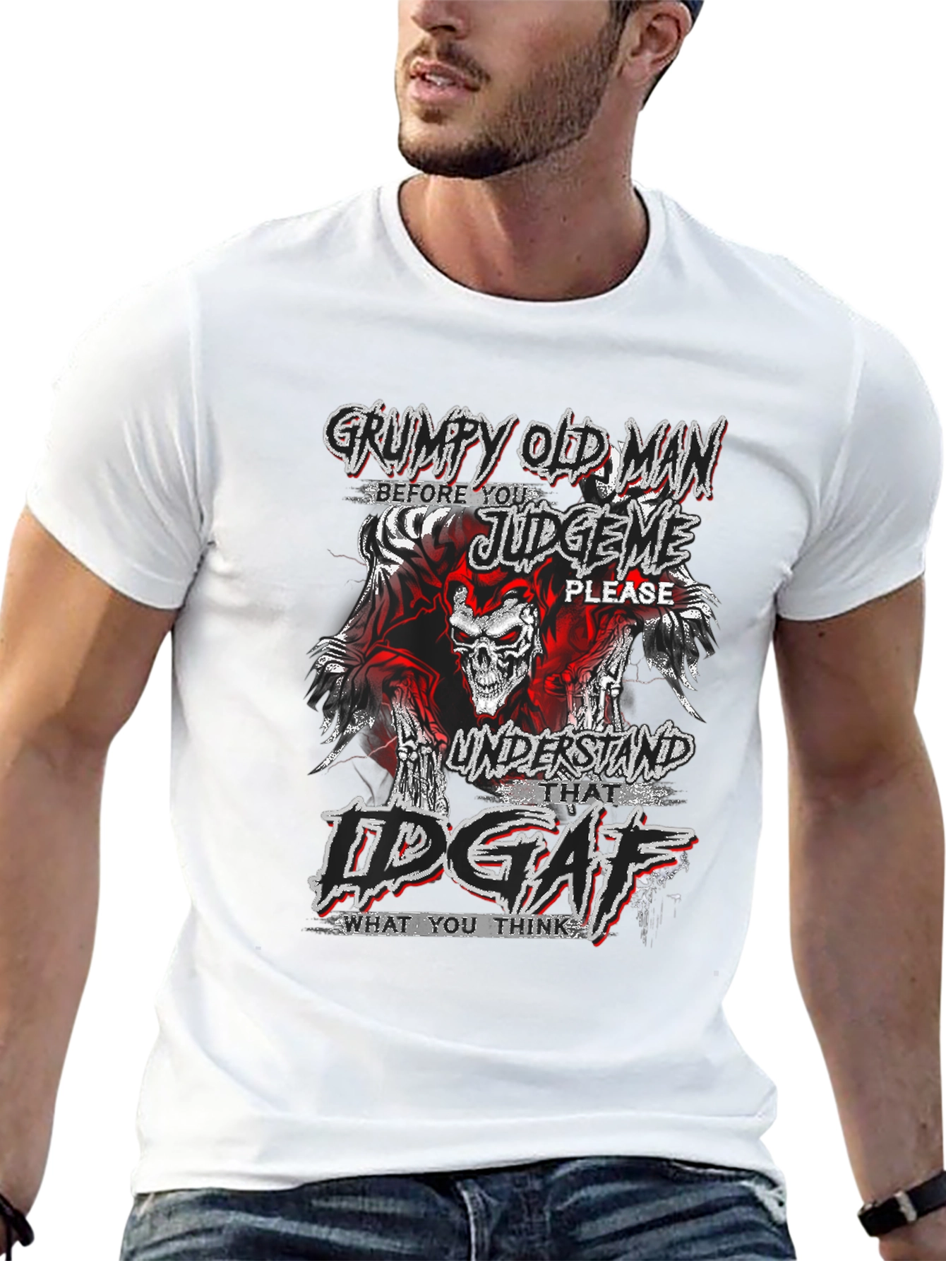 Black Grumpy Old Man Graphic Tee view 13