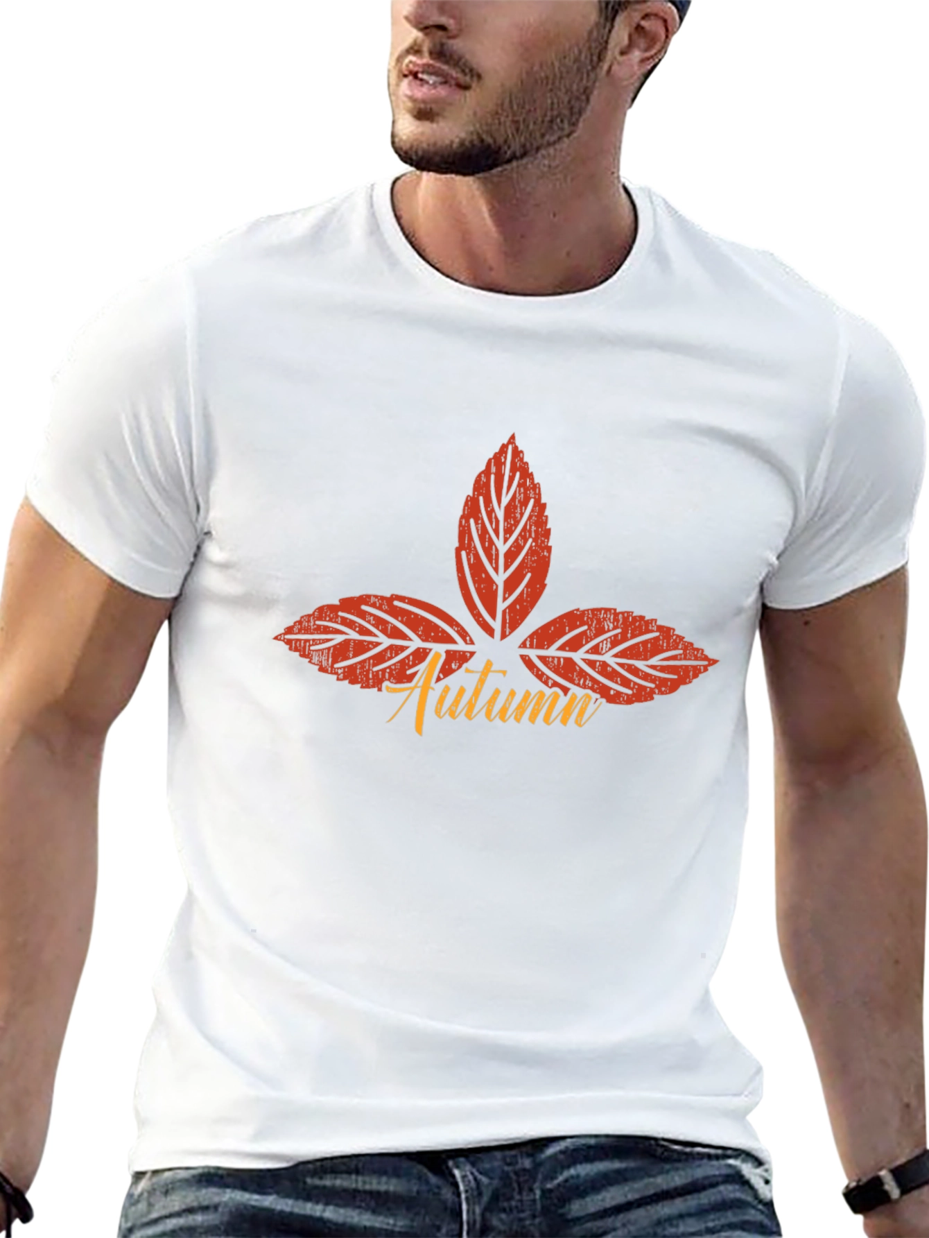 Black Autumn Leaf T-Shirt - Fall Season Apparel view 13