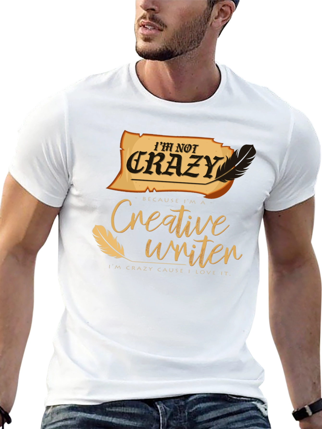 Black Creative Writer T-Shirt - I'm Not Crazy Novelty Tee view 13