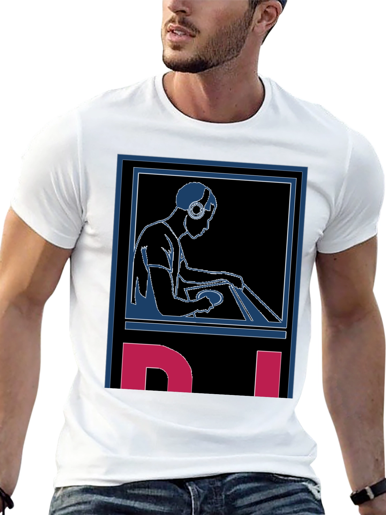 Black DJ Graphic Tee - Black Cotton Blend view 13