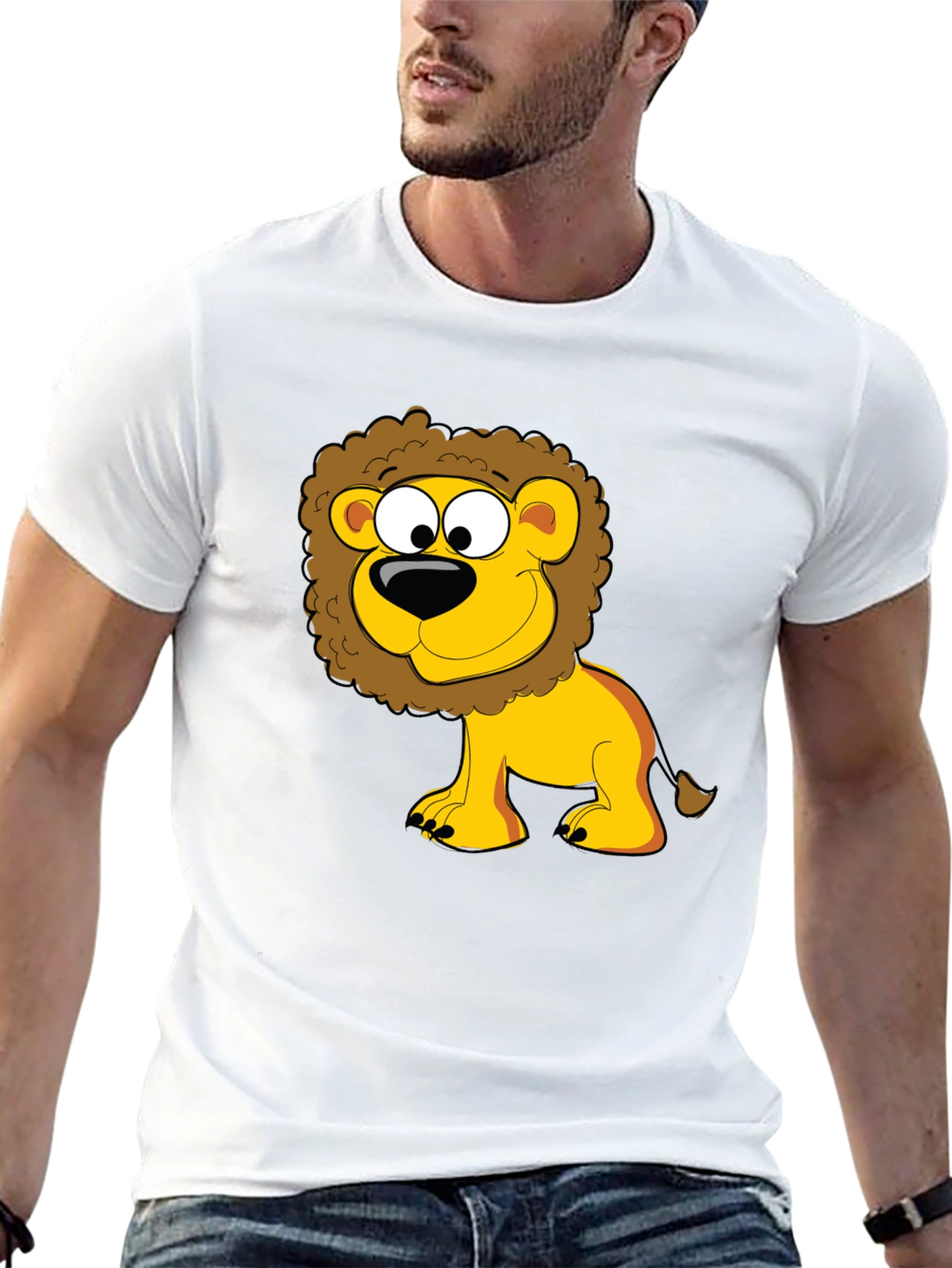 Black Lion Cartoon Graphic Black T-Shirt view 13