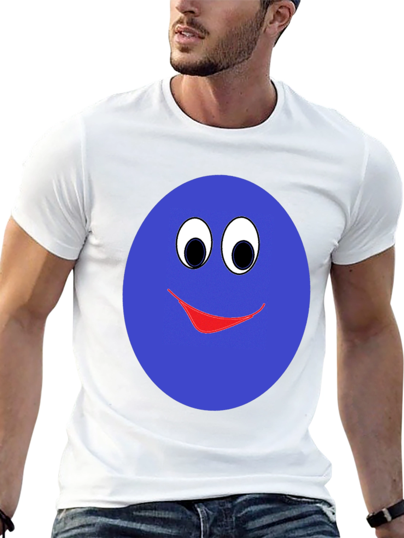 Black Smiley Face Graphic T-Shirt - Blue view 13