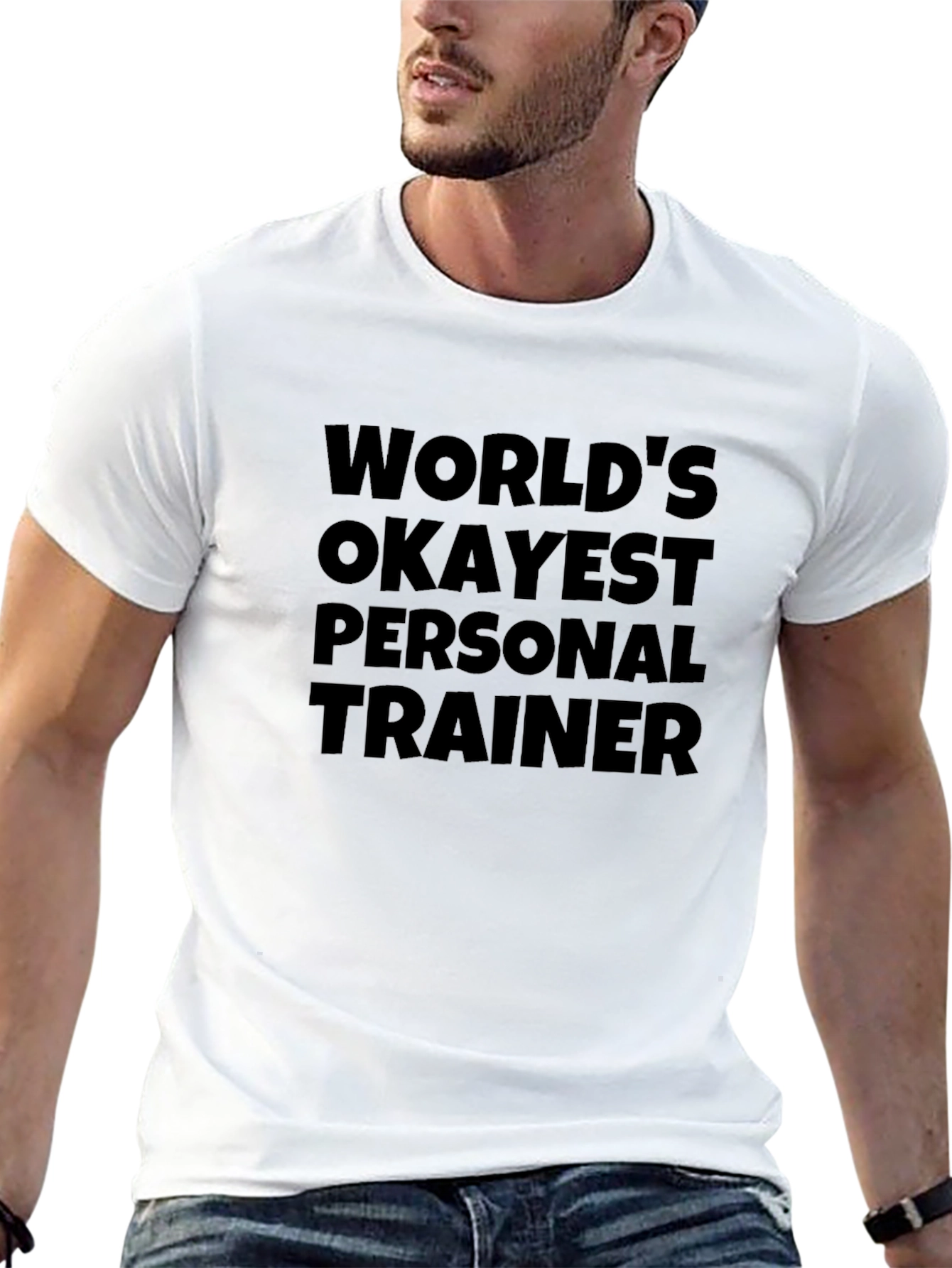 Black Okayest Personal Trainer T-Shirt - Funny Workout Tee view 13