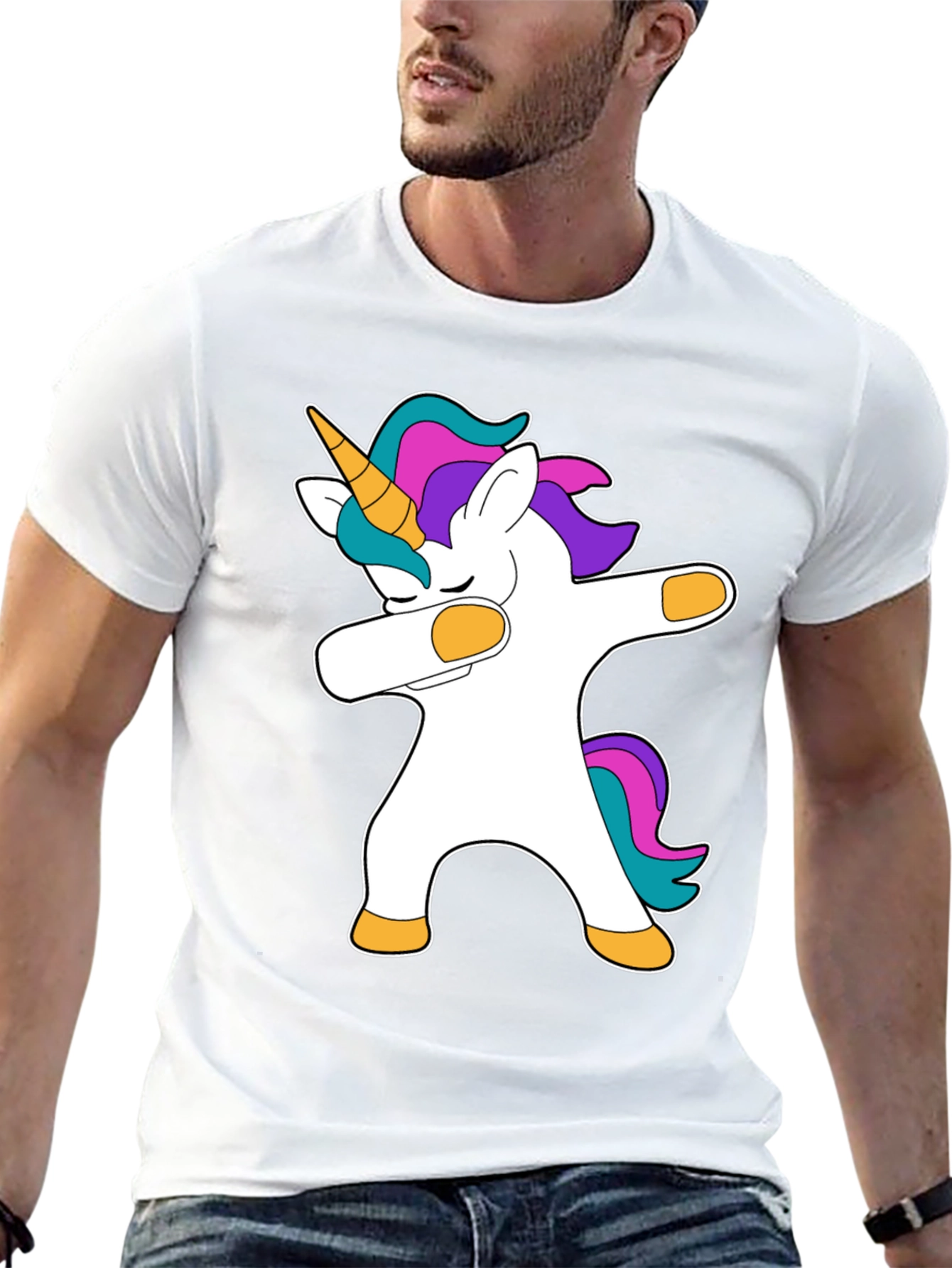 Black Dabbing Unicorn Black T-Shirt view 13