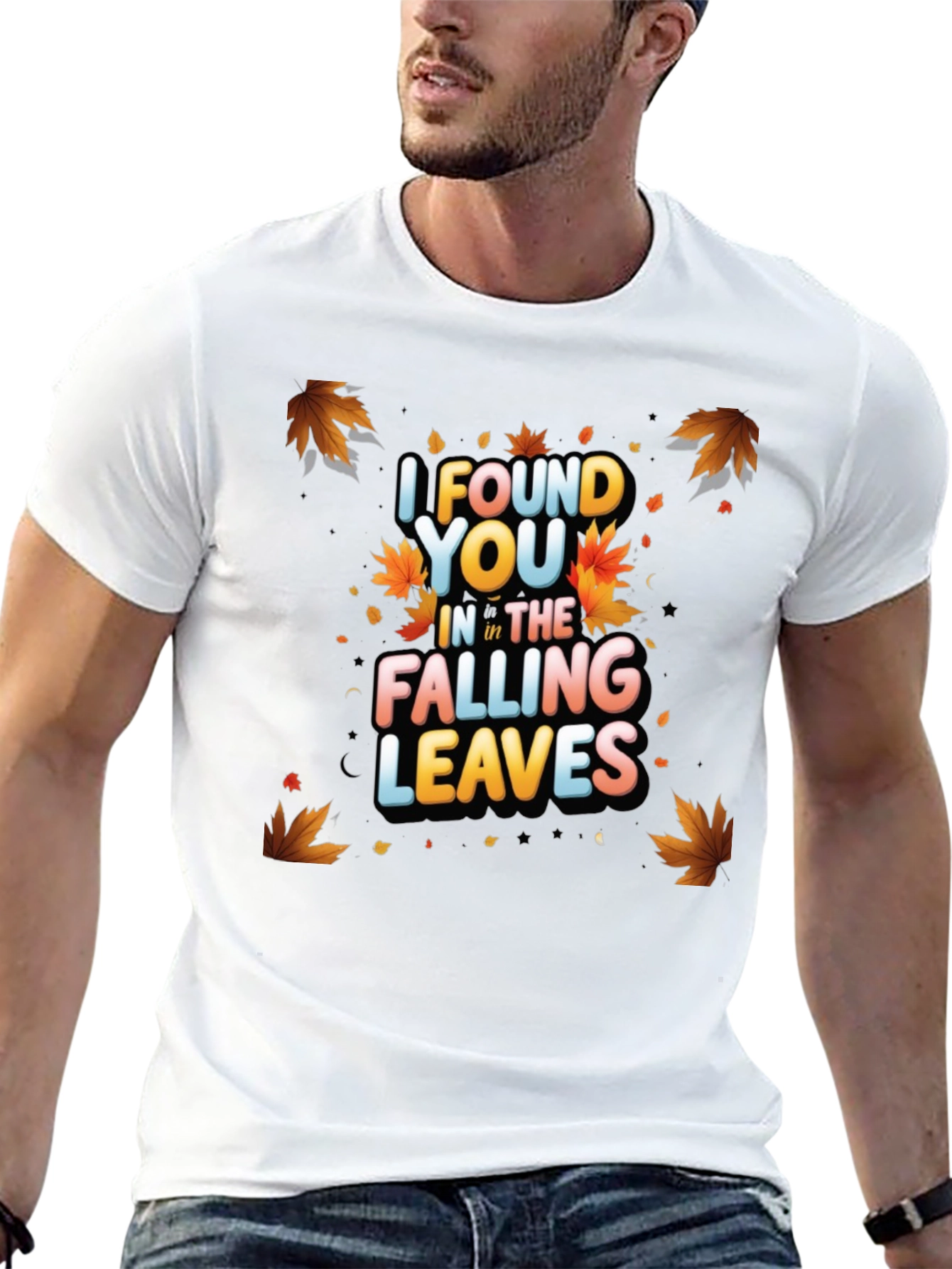 Black Falling Leaves Graphic Tee - Autumn Romance T-Shirt view 13
