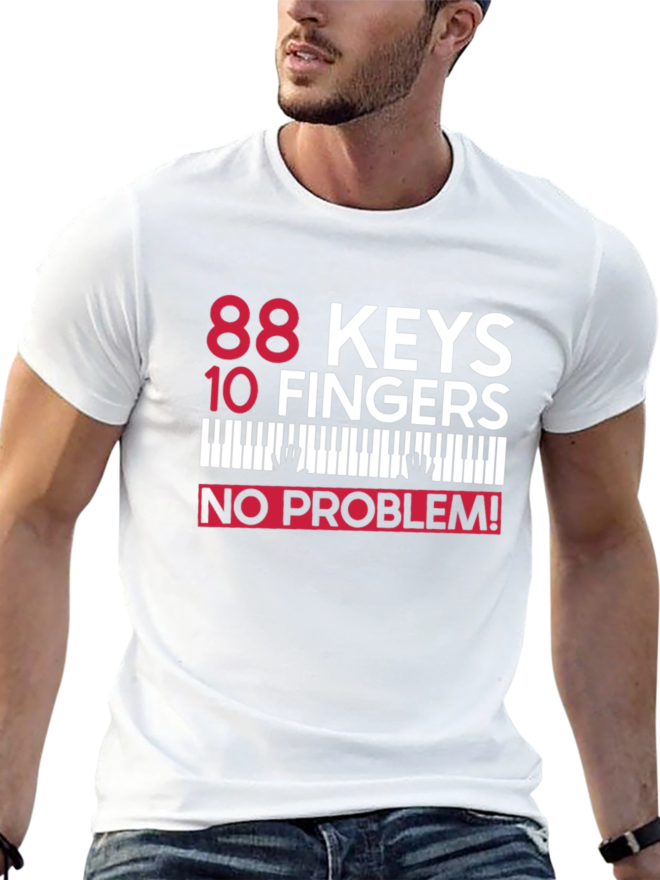 Black 88 Keys 10 Fingers No Problem! Piano T-Shirt view 13