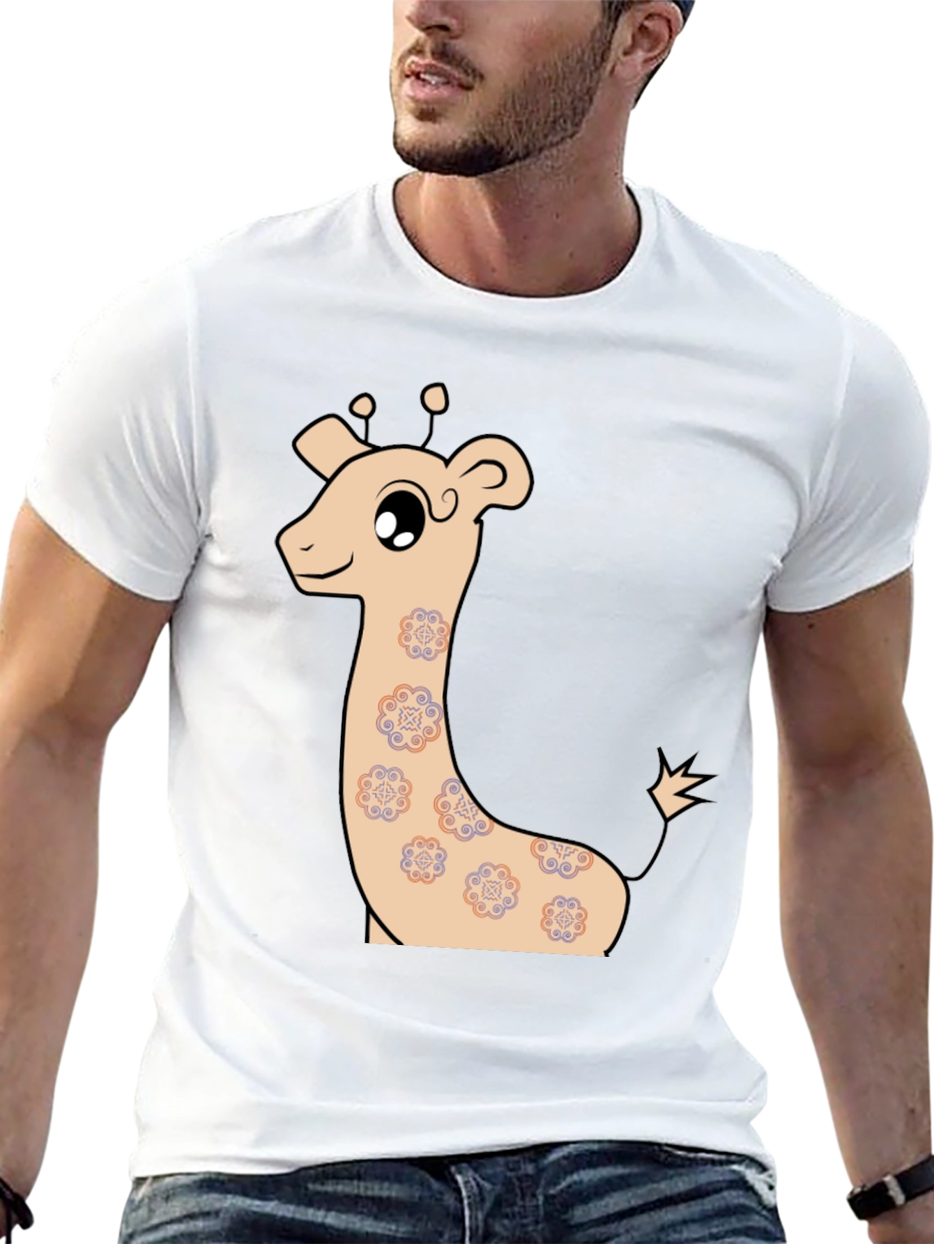 Black Cute Giraffe Graphic T-Shirt view 13