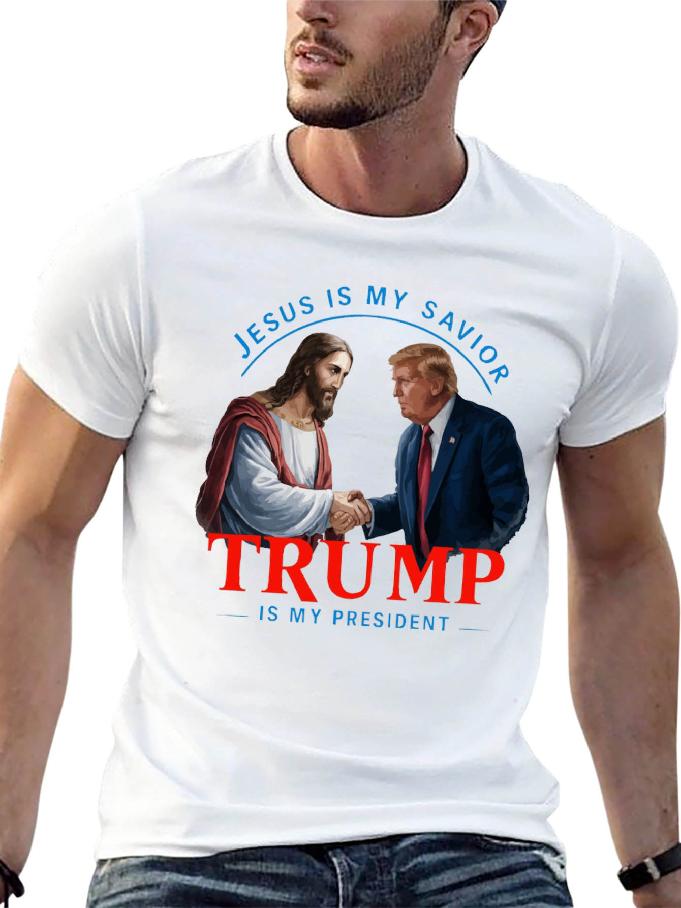 Black Jesus & Trump T-Shirt: Savior and President view 13