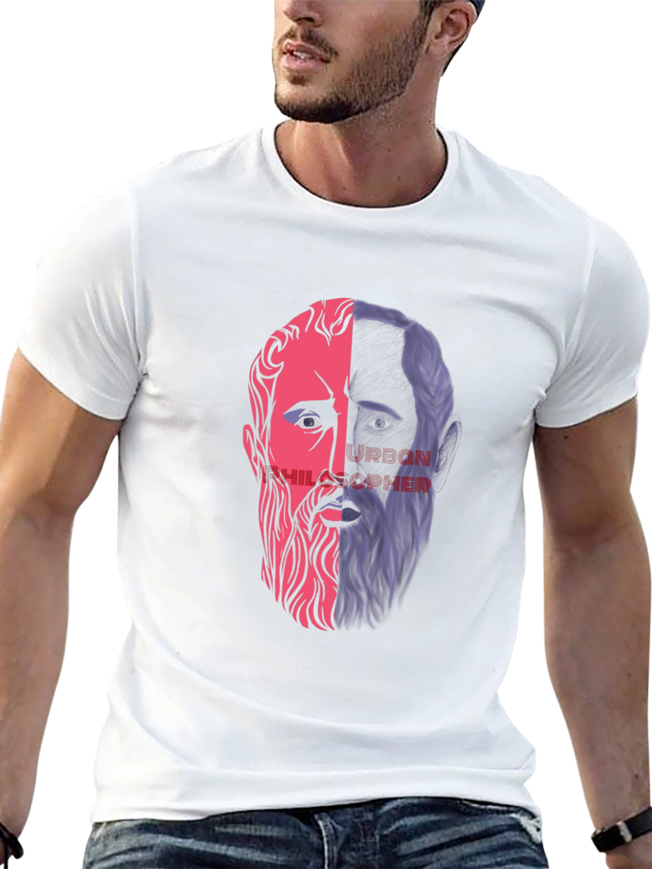 Black Philosopher Split Face Graphic Tee view 13