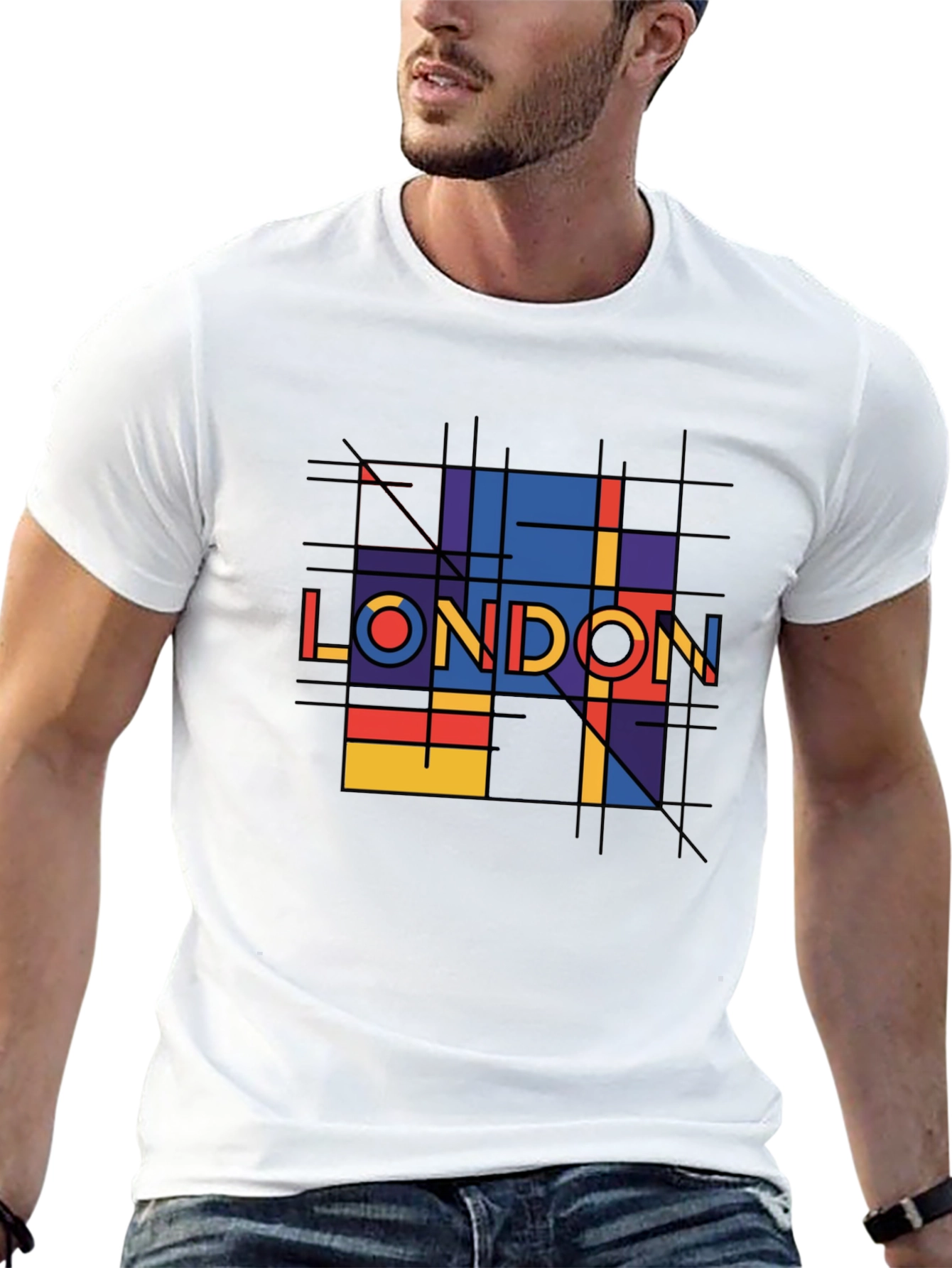Black Geometric London Graphic Tee - Black view 13