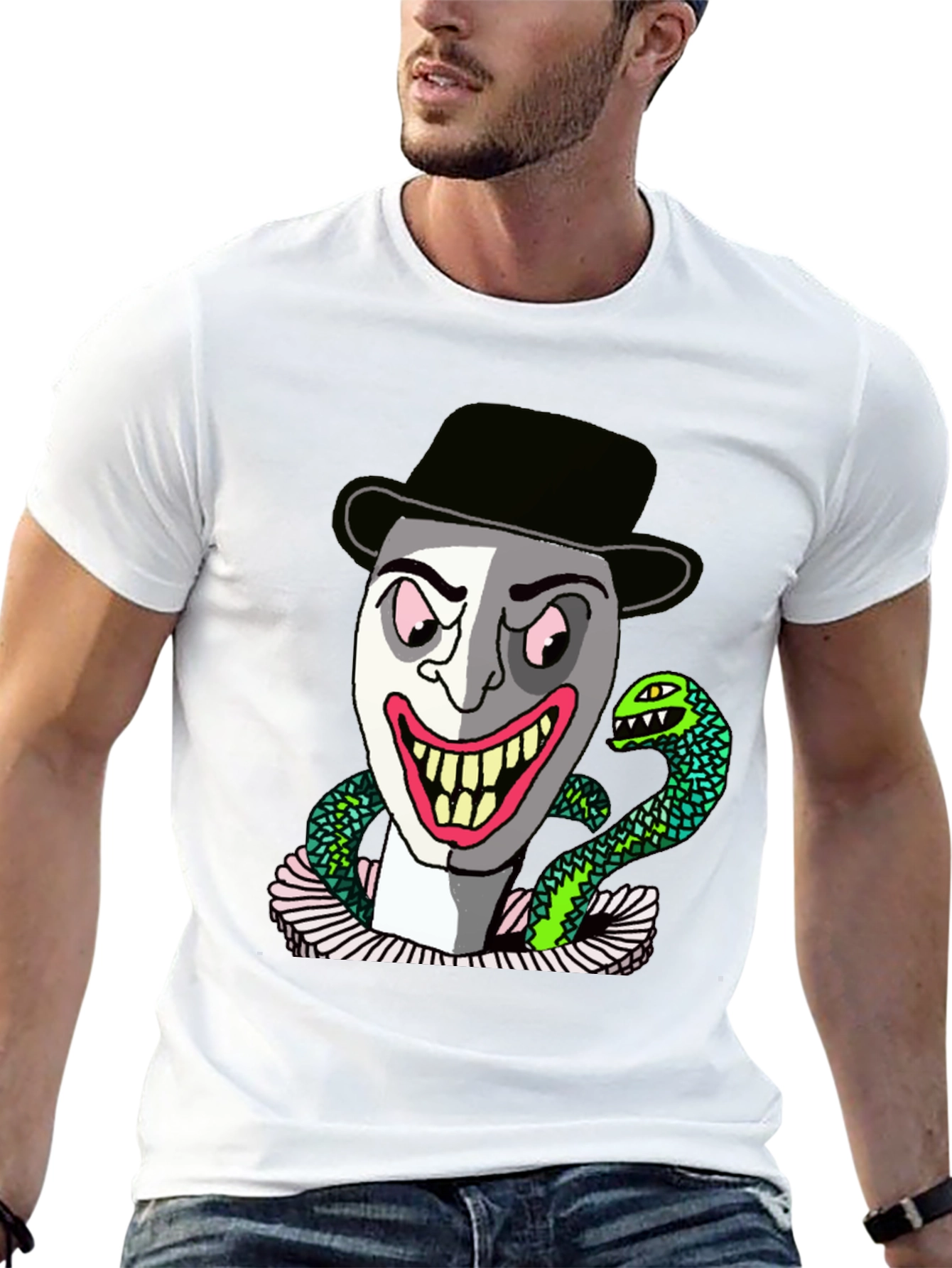 Creepy Clown & Snake Graphic Tee - 13