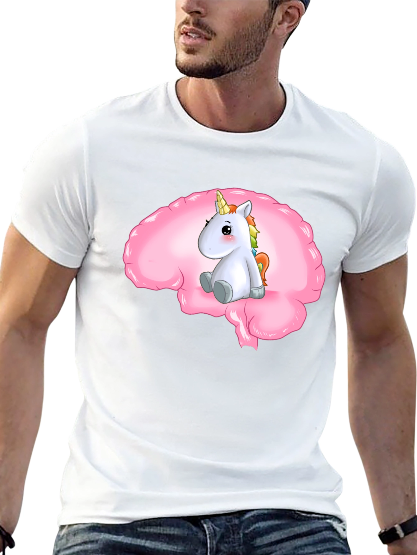 Black Unicorn Brain Tee - Funny Graphic T-Shirt view 13