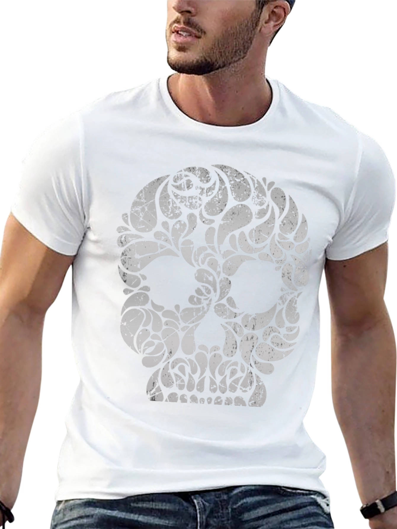 Black Skull Graphic Print Black T-Shirt view 13