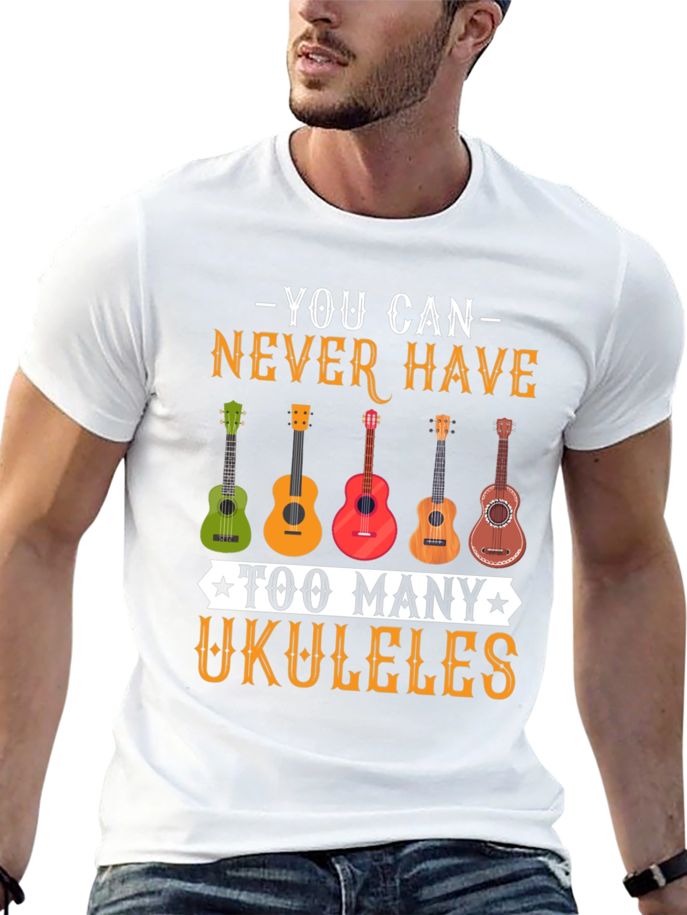Black Ukulele Lover Tee - Never Have Too Many Ukuleles! view 13