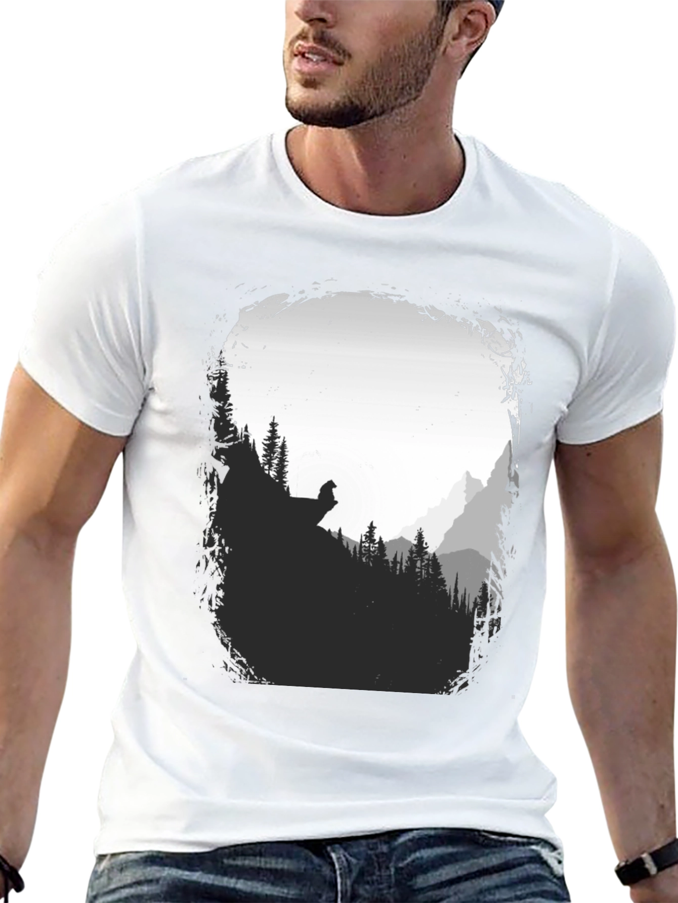 Black Nature Scene Graphic T-Shirt - Black view 13