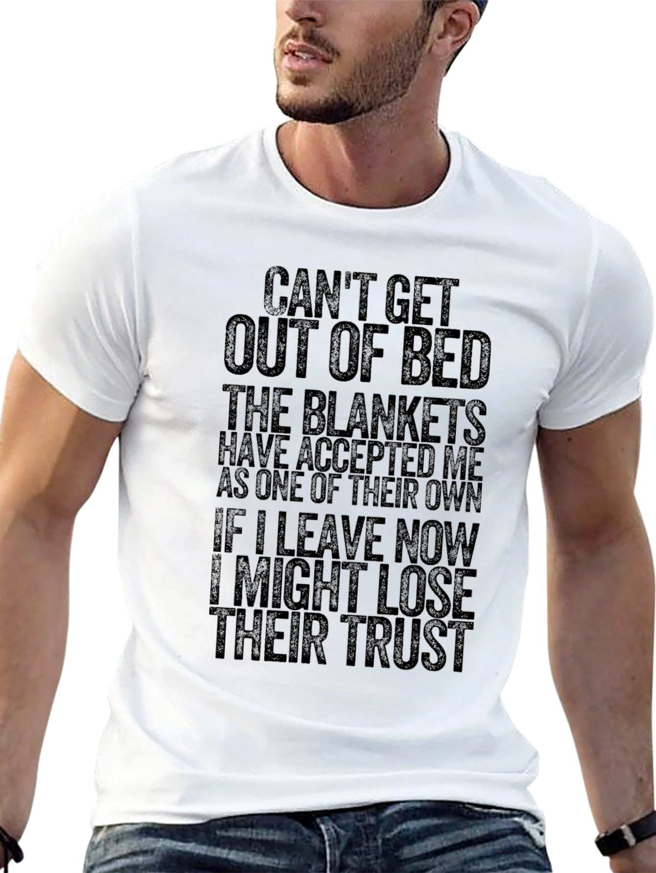 Black Funny Can't Get Out of Bed Graphic T-Shirt view 13