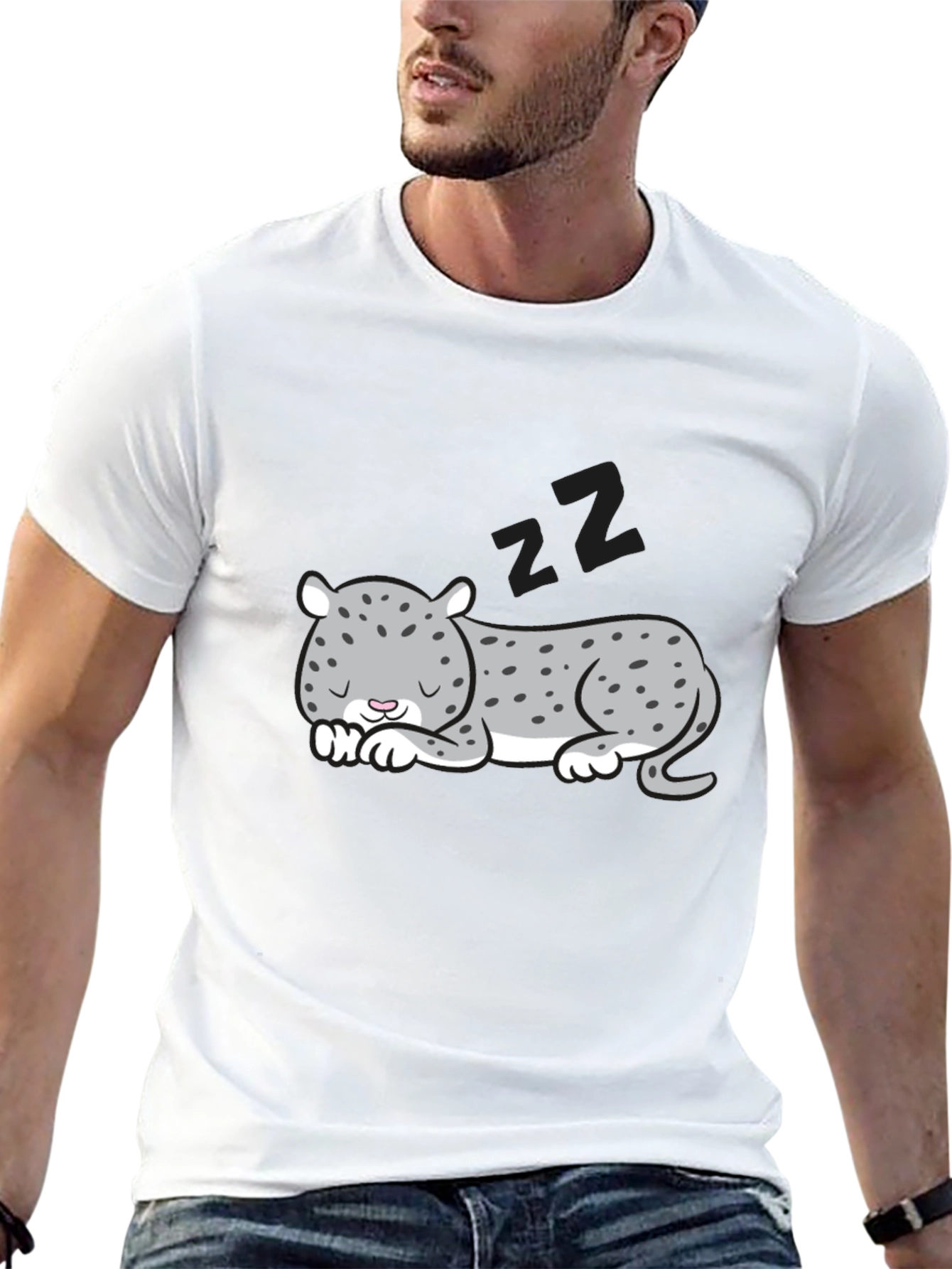 Black Sleeping Leopard Graphic T-Shirt - Men's Black Tee view 13