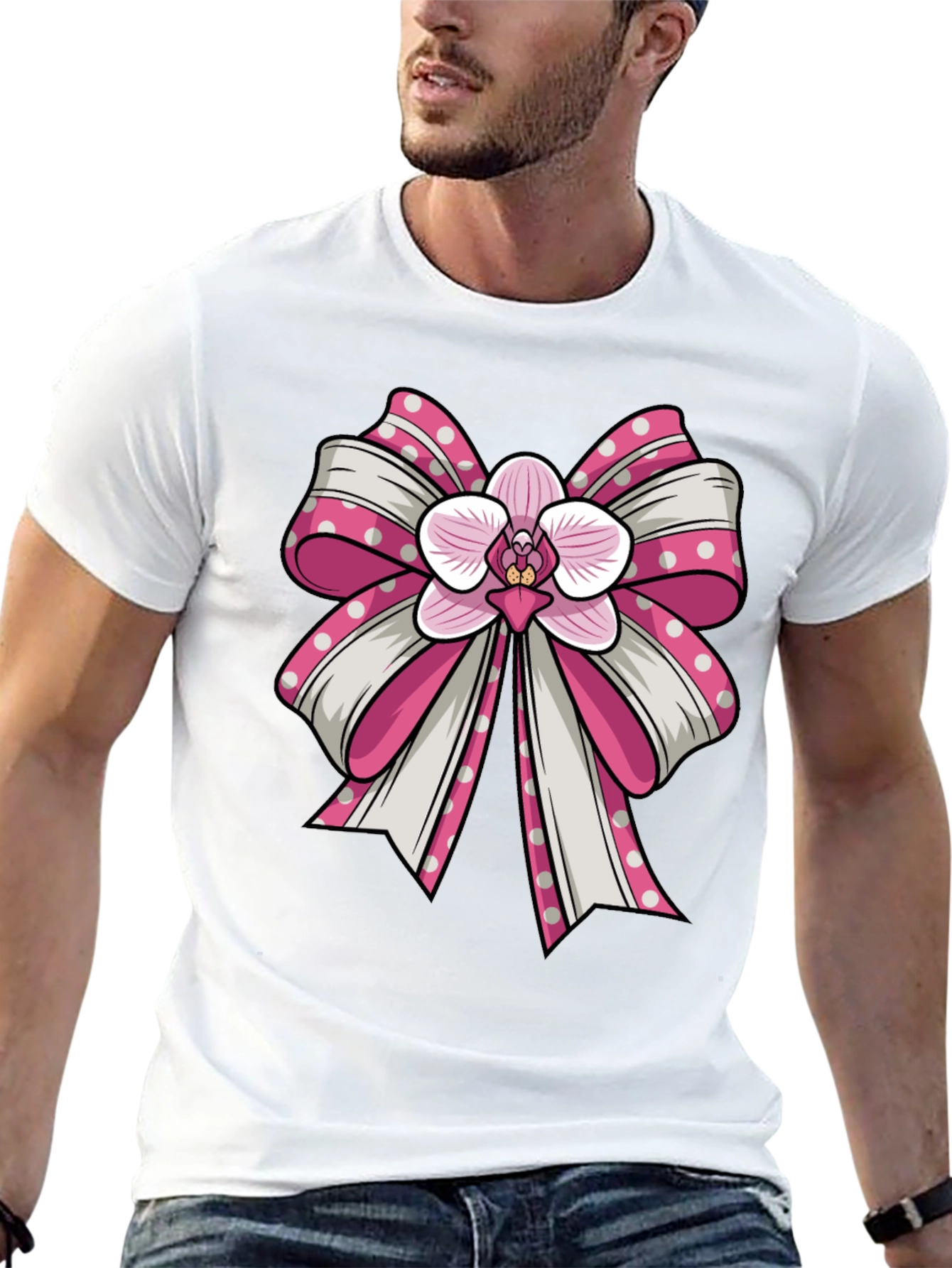 Black Orchid Bow Graphic Tee - Stylish Unisex T-Shirt view 13