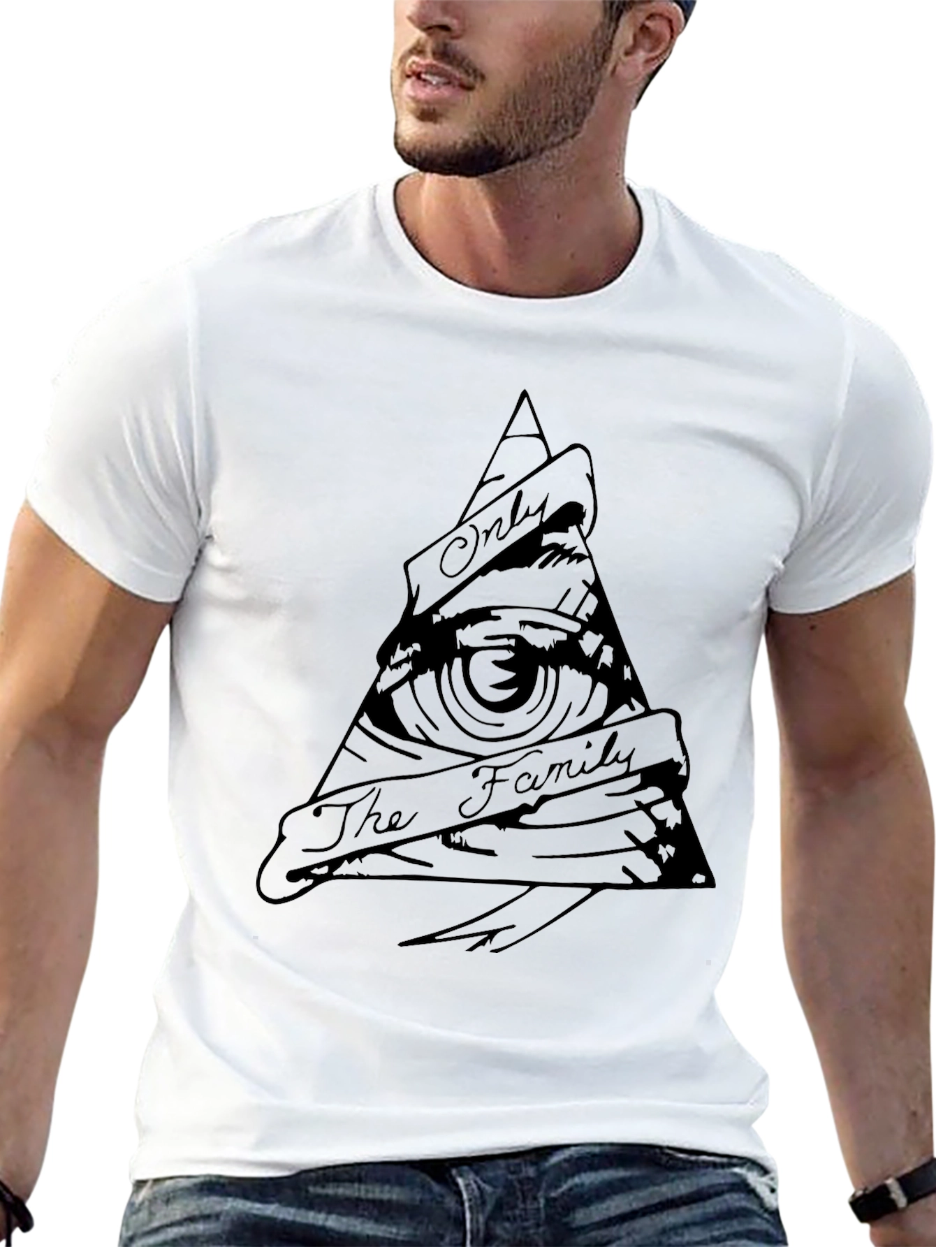 Black Illuminati Eye Graphic Black T-Shirt view 13