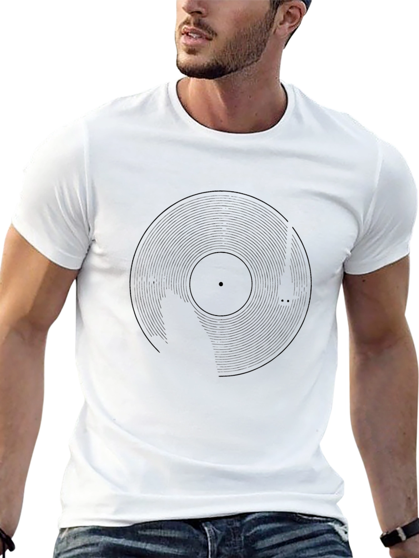 Black Vinyl Record Graphic Tee - Music Lover's Black T-Shirt view 13