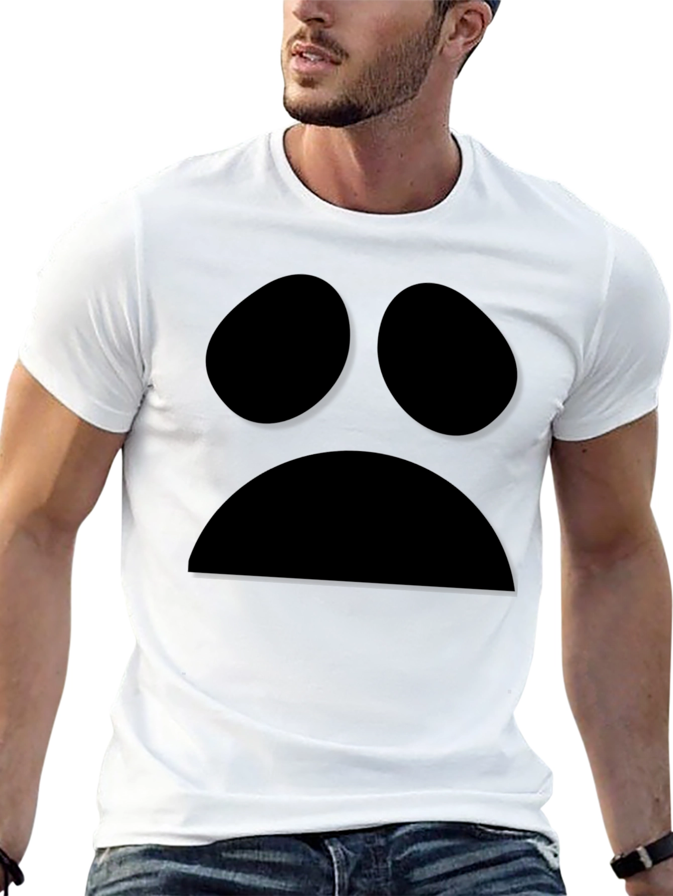 Black Sad Face Graphic Black T-Shirt view 13