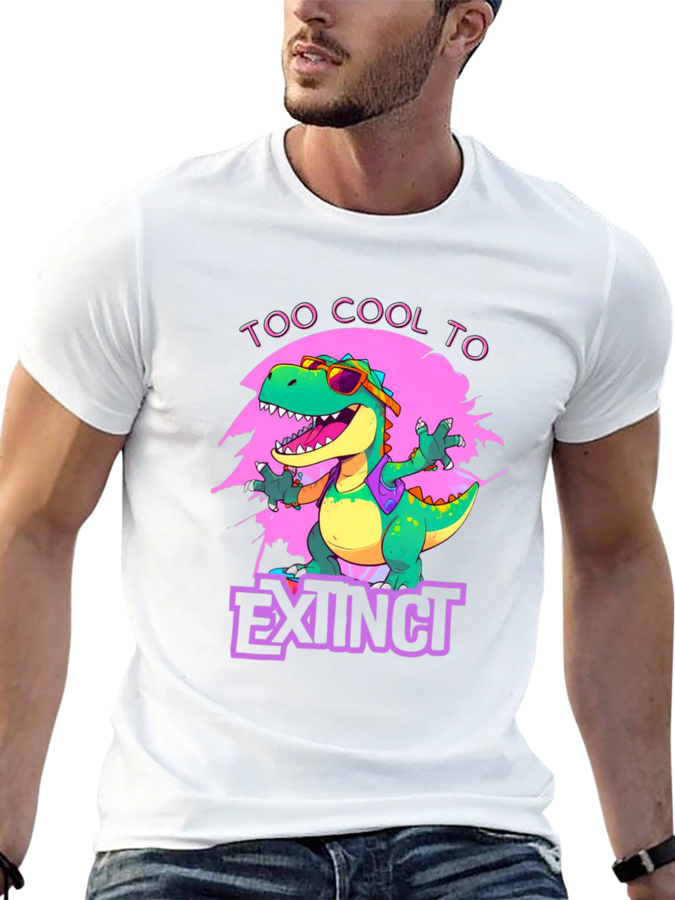 Black Cool Dinosaur Graphic T-Shirt - Extinct Humor view 13