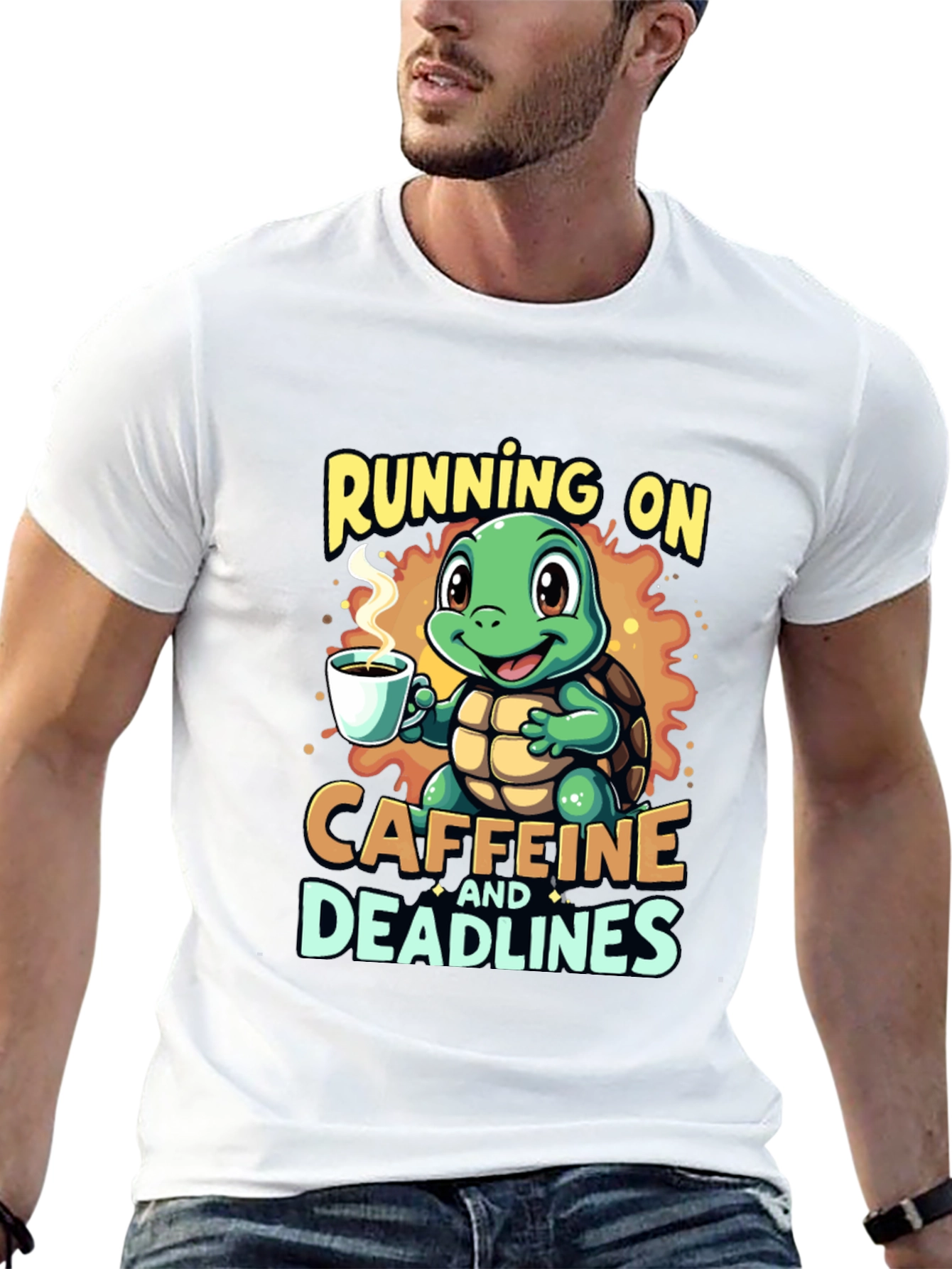 Black Caffeine Turtle T-Shirt - Running on Deadlines view 13