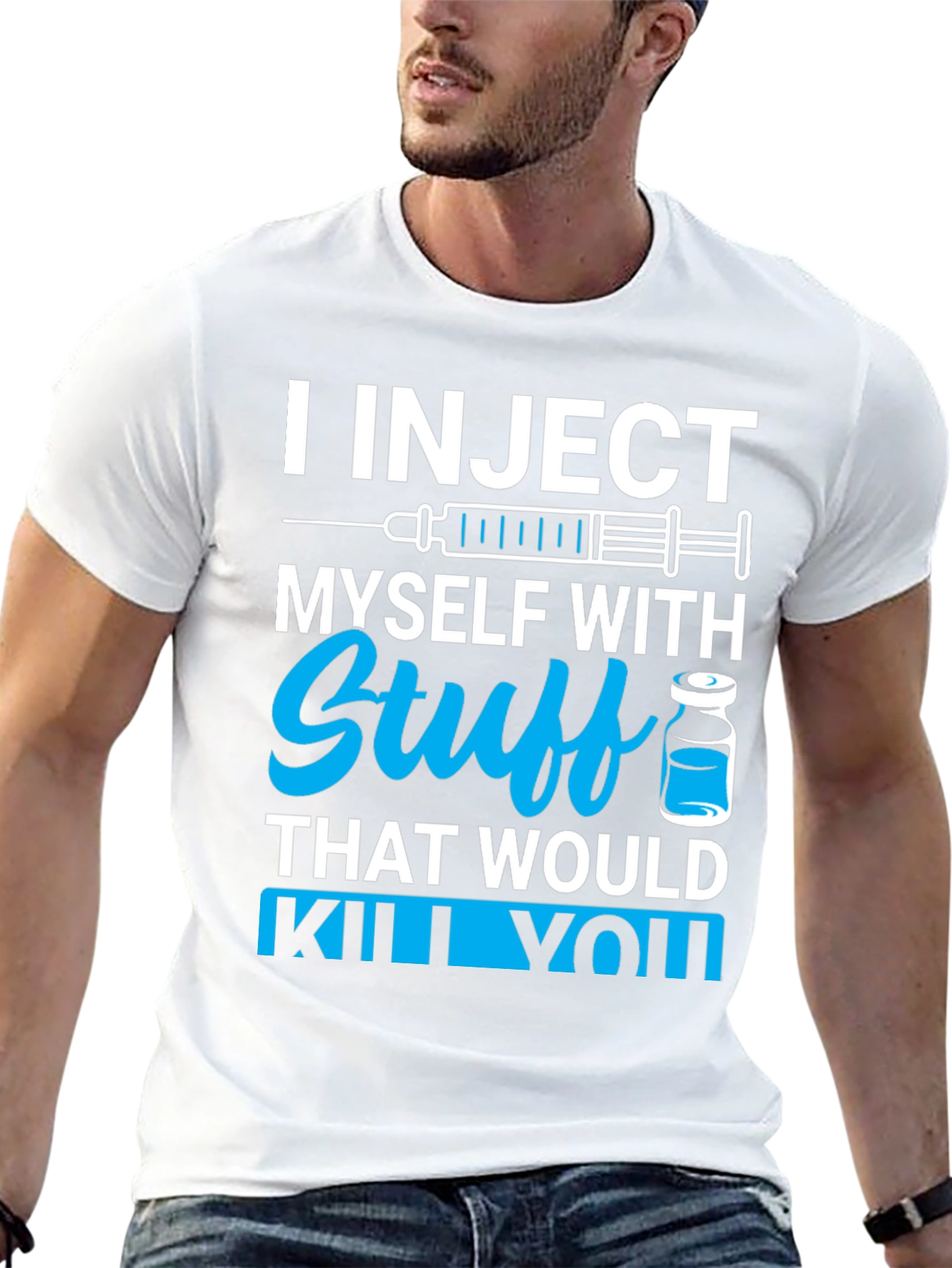 Black I Inject Myself With Stuff T-Shirt - Black Novelty Tee view 13