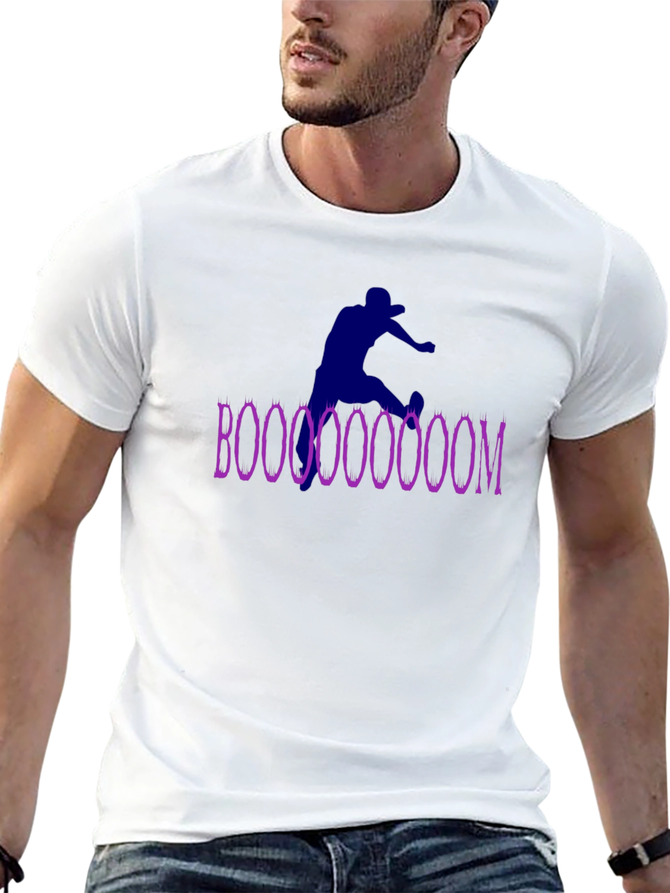 Black Skateboarder Graphic Tee - "BOOOOOOOOOM" Design view 13