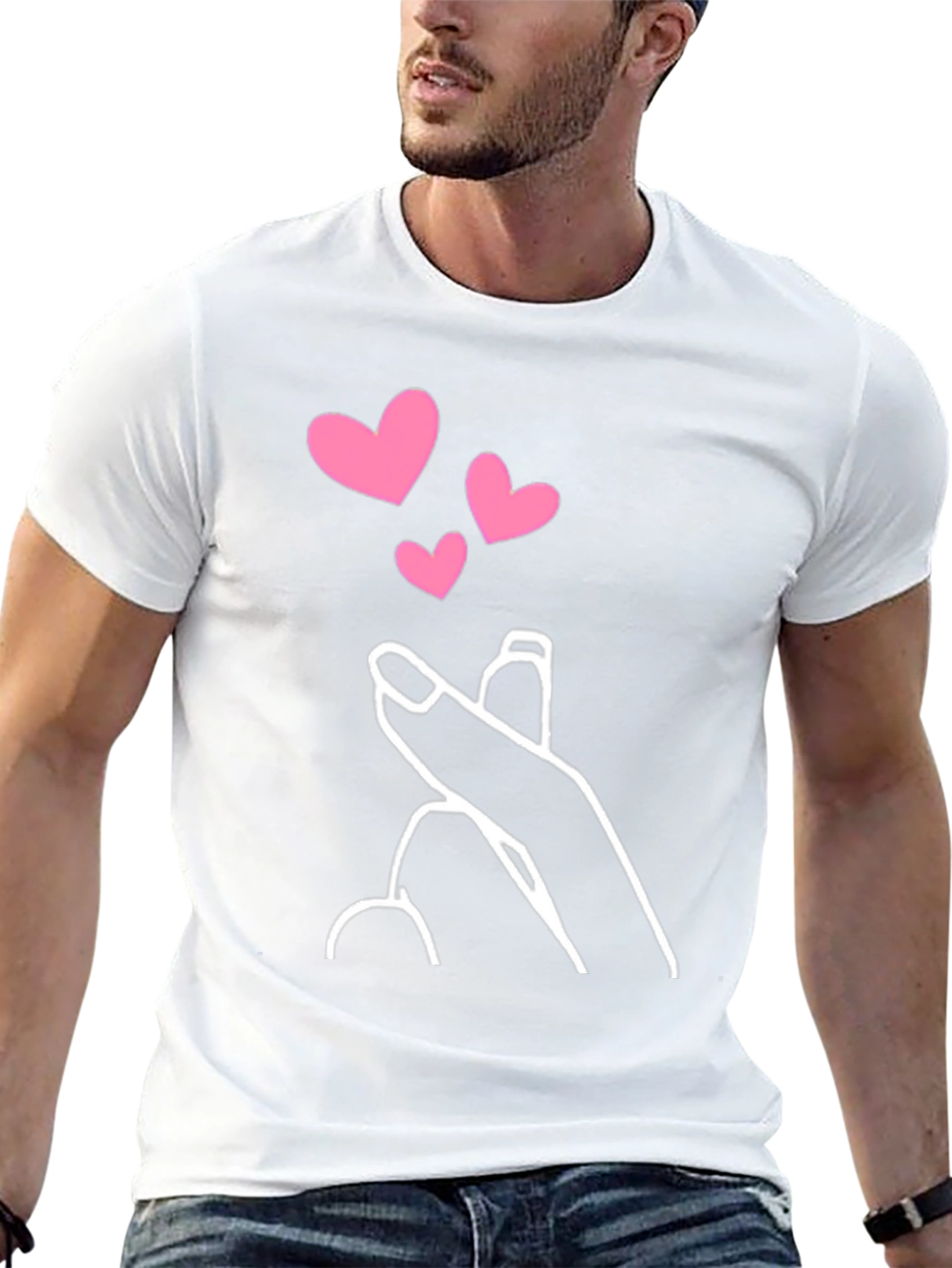 Black Heart Finger Gesture Graphic Tee - Stylish Casual Wear view 13