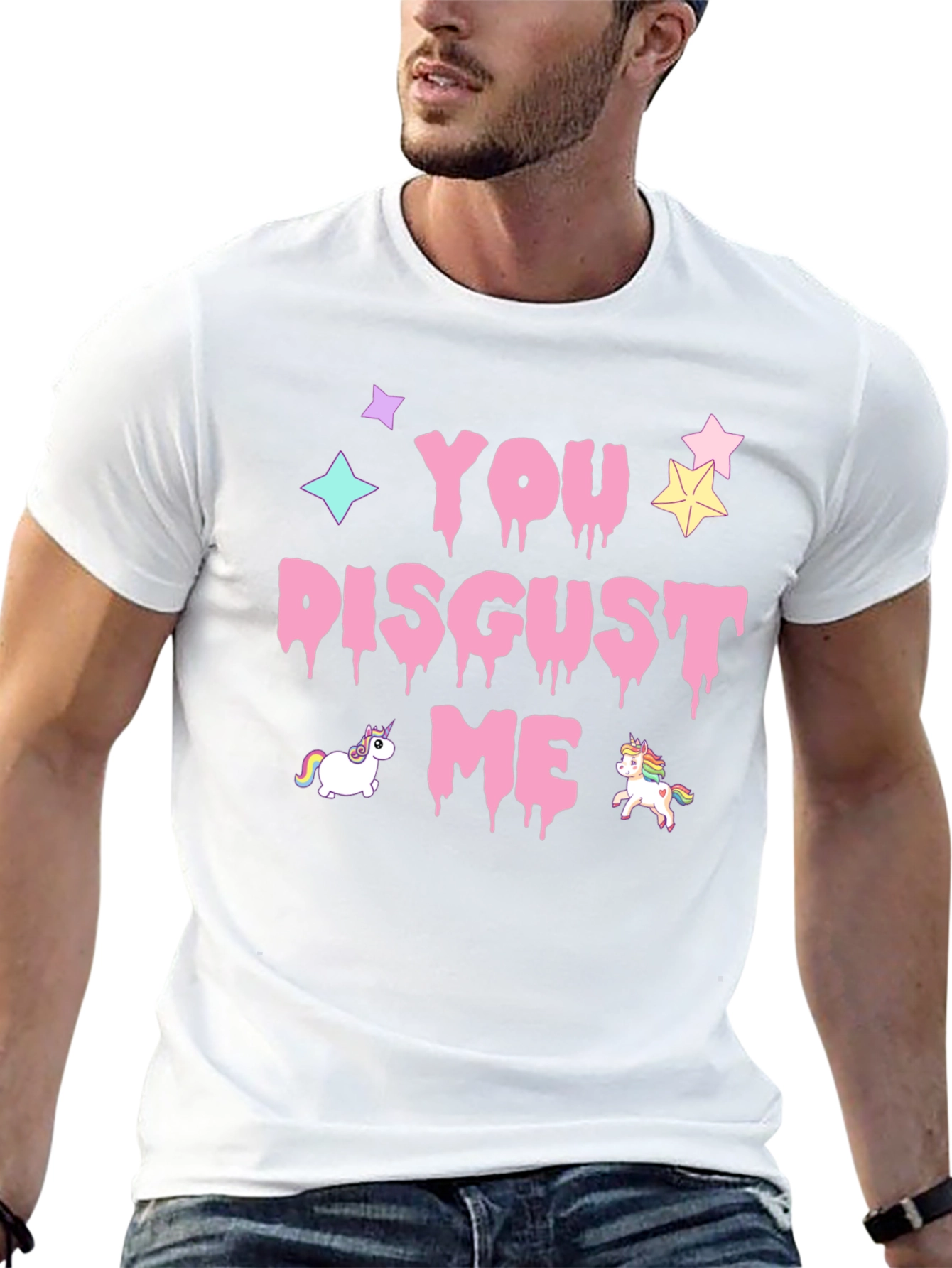 Black You Disgust Me Unicorns Graphic T-Shirt view 13