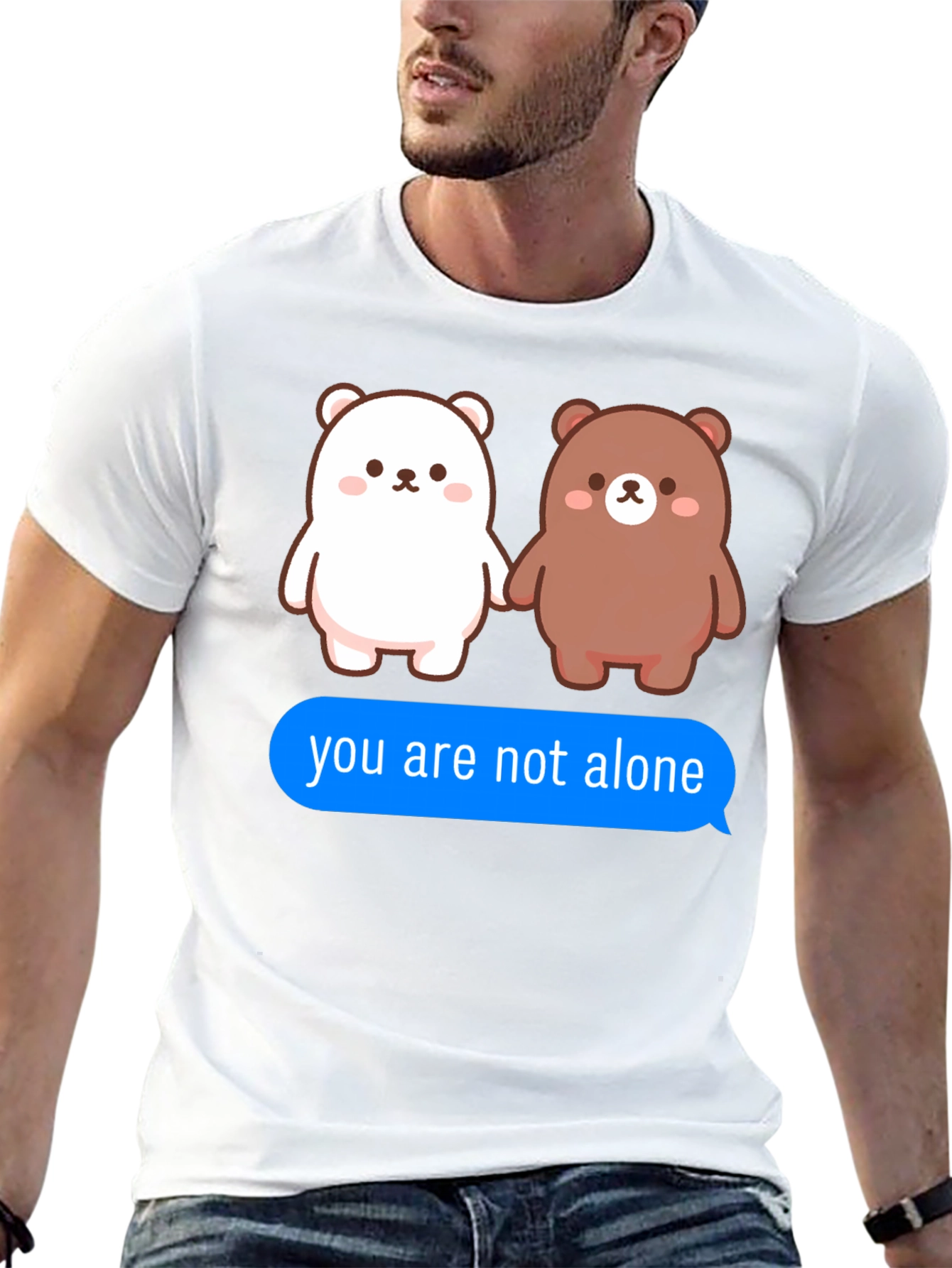 Black Cute Bears T-Shirt - You Are Not Alone Design view 13