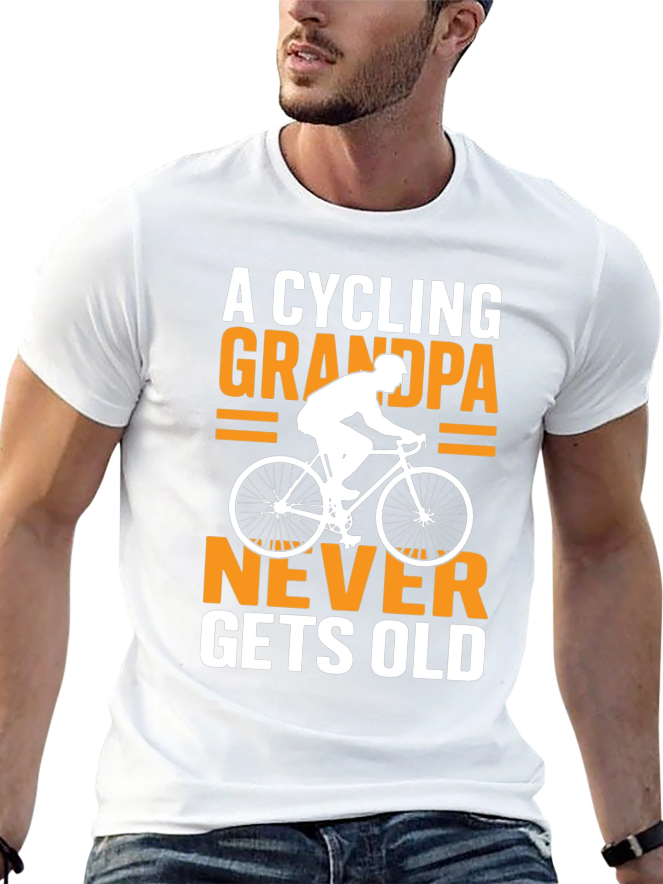 Black Cycling Grandpa T-Shirt - Never Gets Old! view 13
