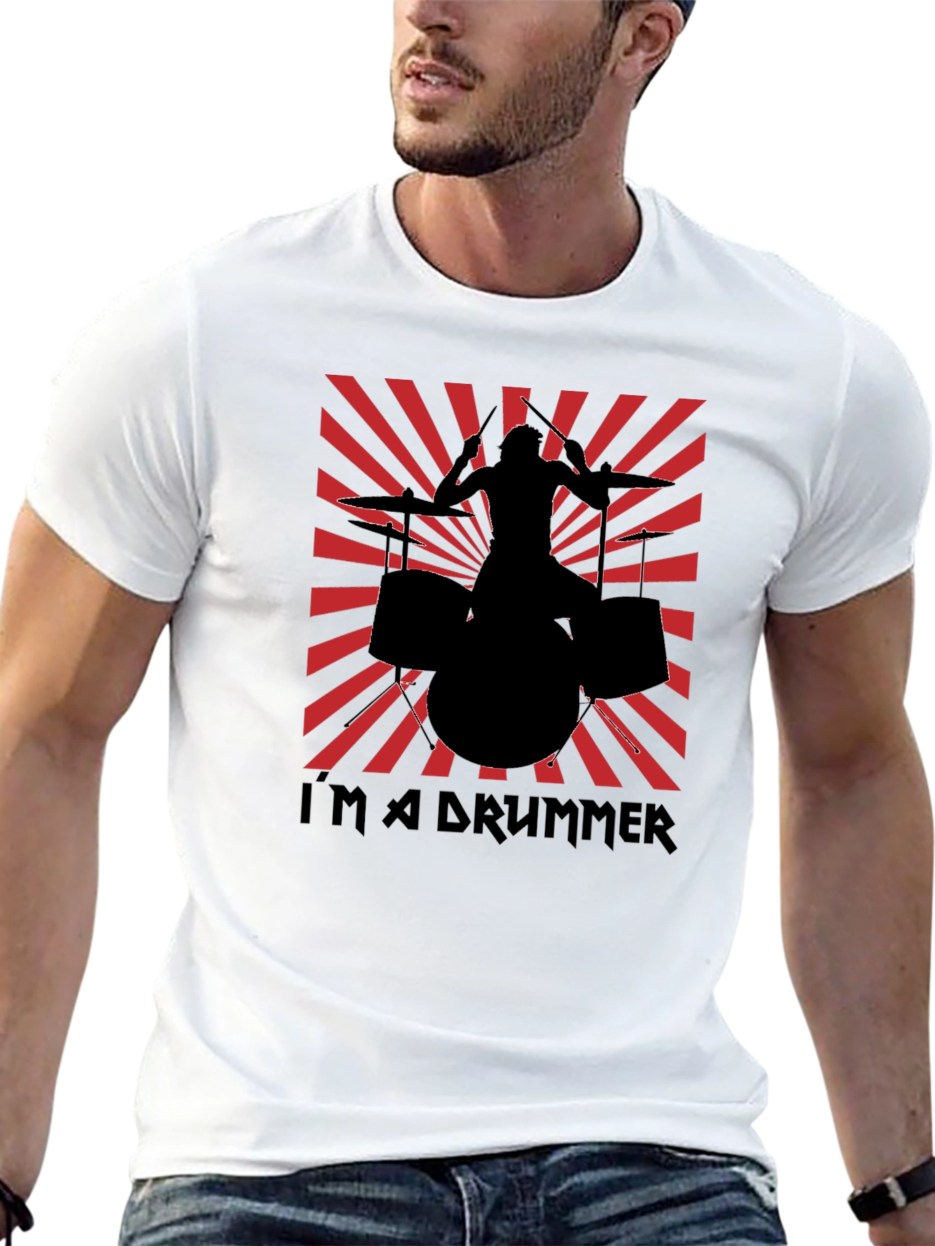 Black I'm a Drummer T-Shirt - Black view 13