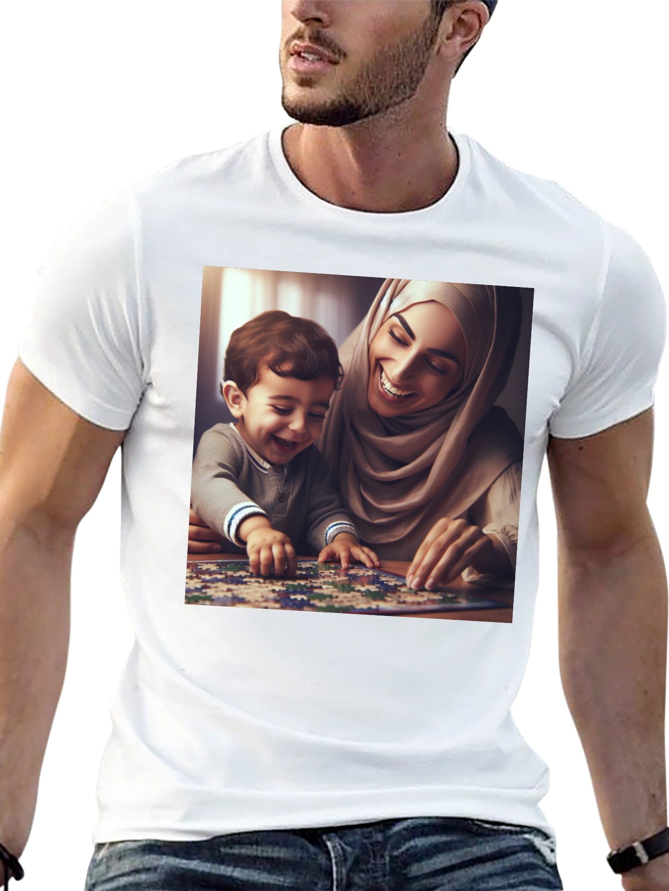 Black Family Puzzle T-Shirt - Heartwarming Design view 13