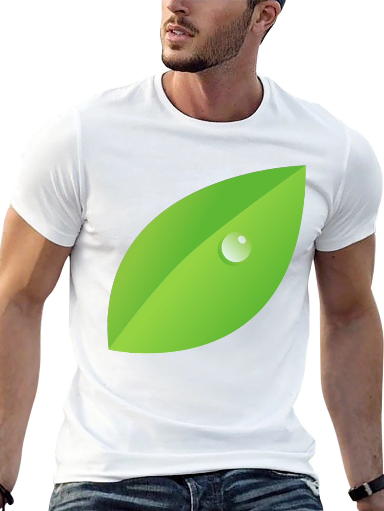 Nature's Drop Tee - Black, Leaf Graphic - 13