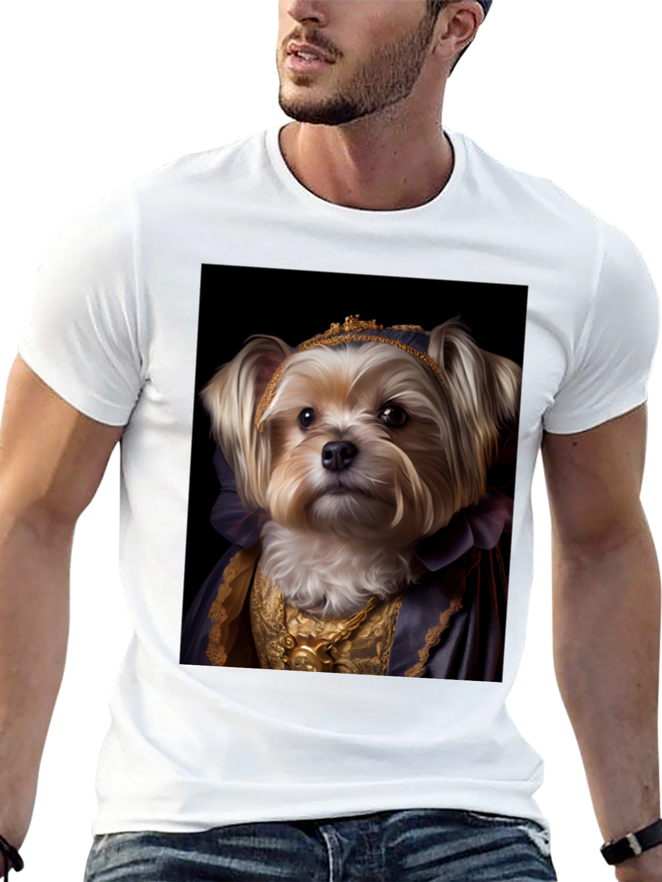 Black Dog Queen Graphic Tee - Regal Canine Portrait T-Shirt view 13