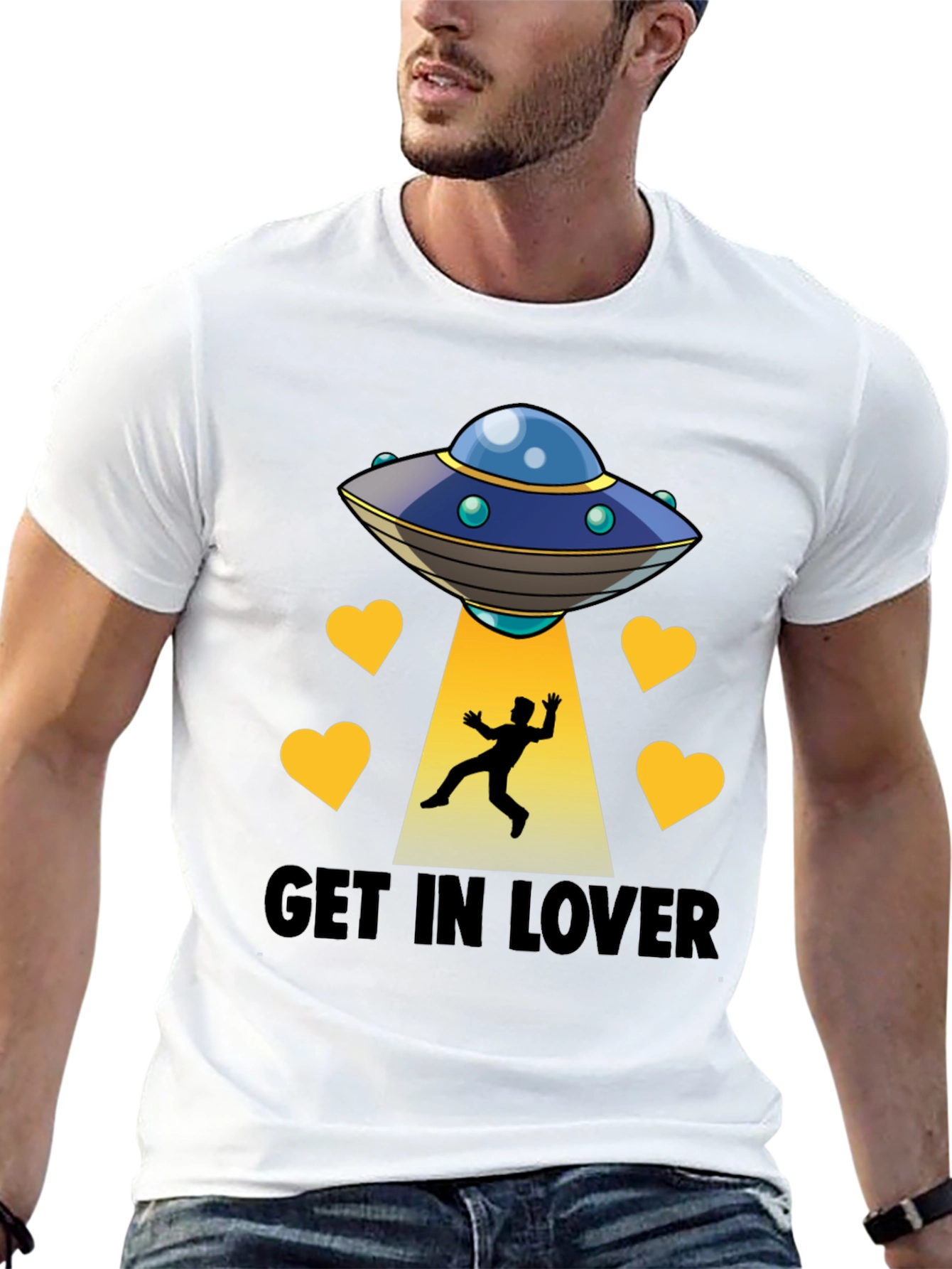 Black Get In Lover UFO Abduction Graphic Tee view 13