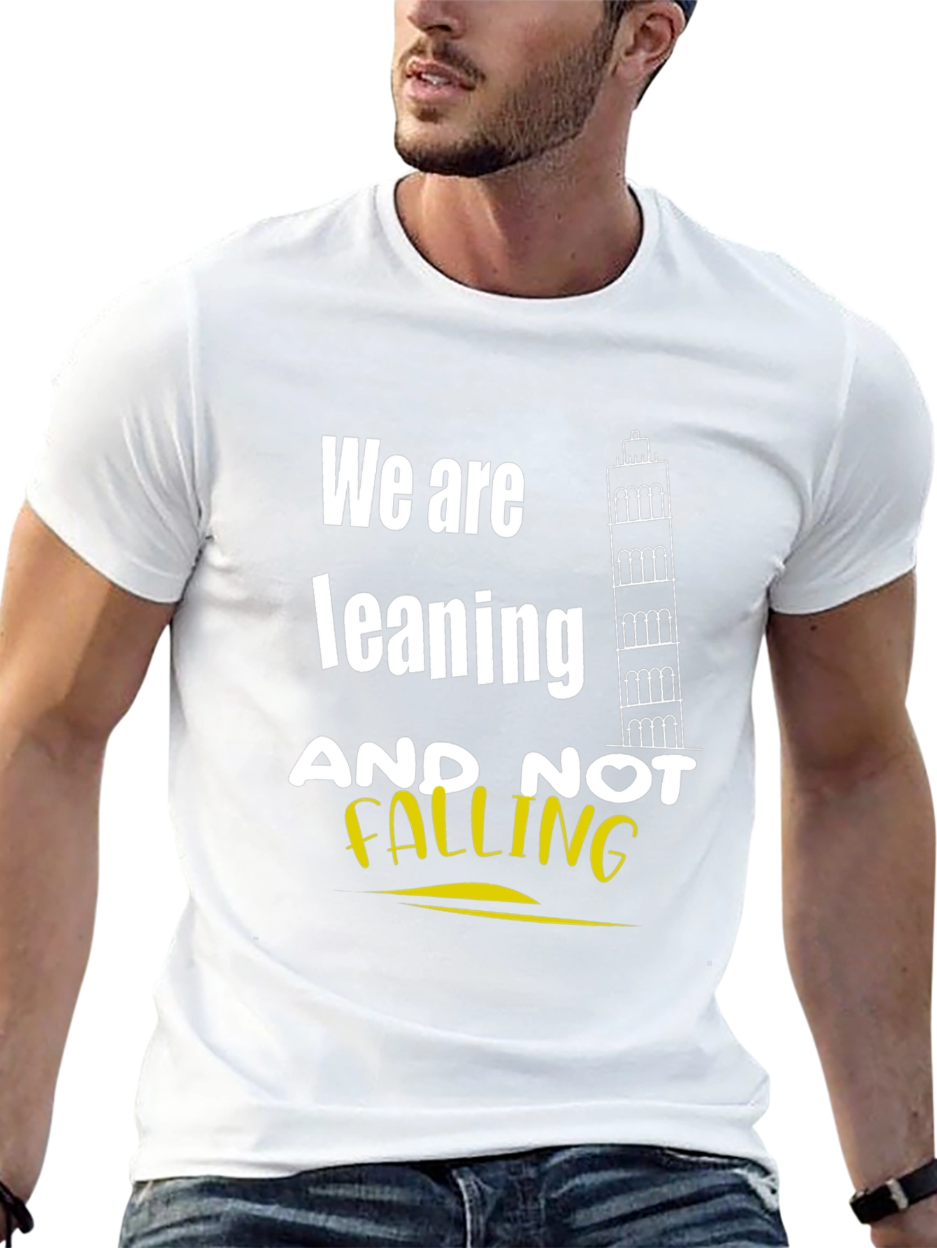Black Leaning Tower Graphic T-Shirt - We Are Leaning, Not Falling view 13