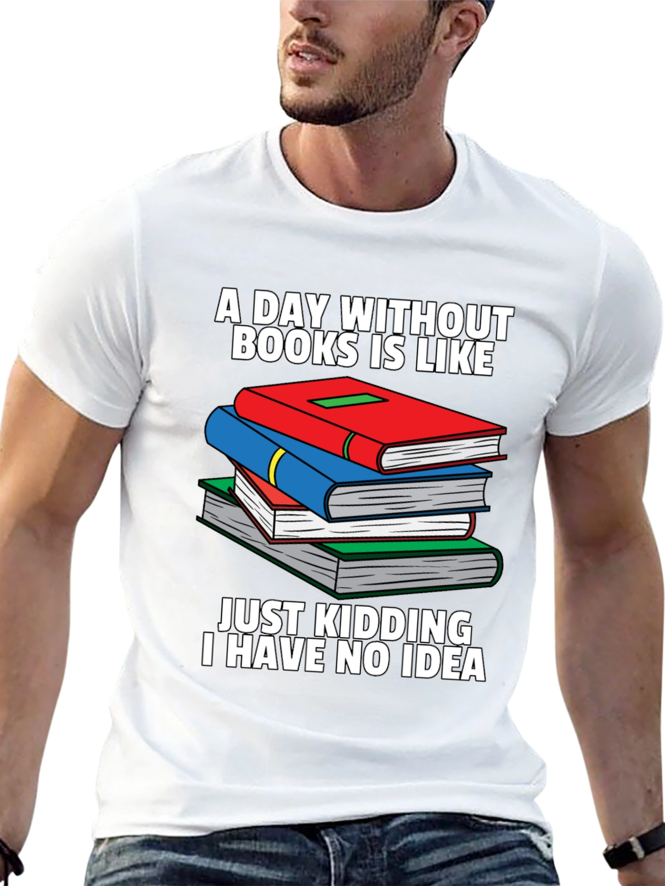 Black Humorous Book Lover T-Shirt - A Day Without Books view 13