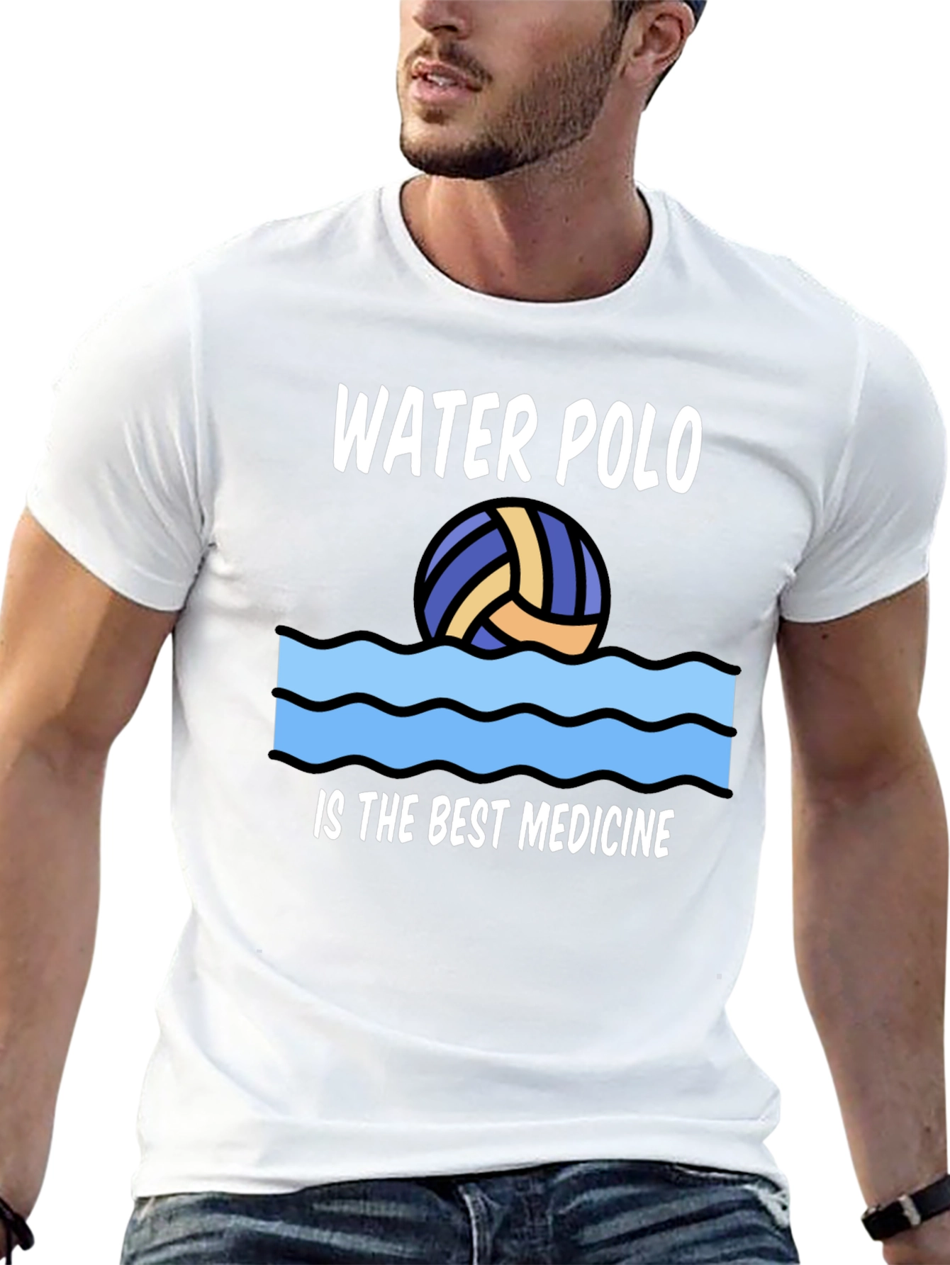 Black Water Polo Best Medicine Graphic T-Shirt view 13