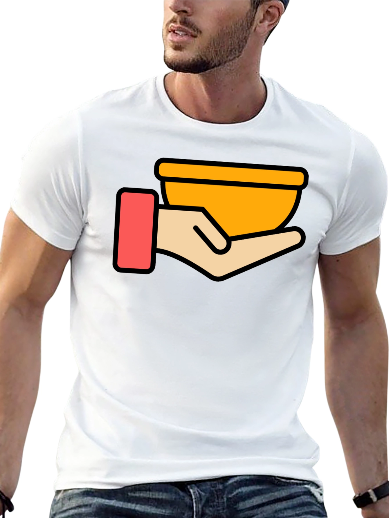 Black Hand Holding Bowl Graphic T-Shirt - Black view 13