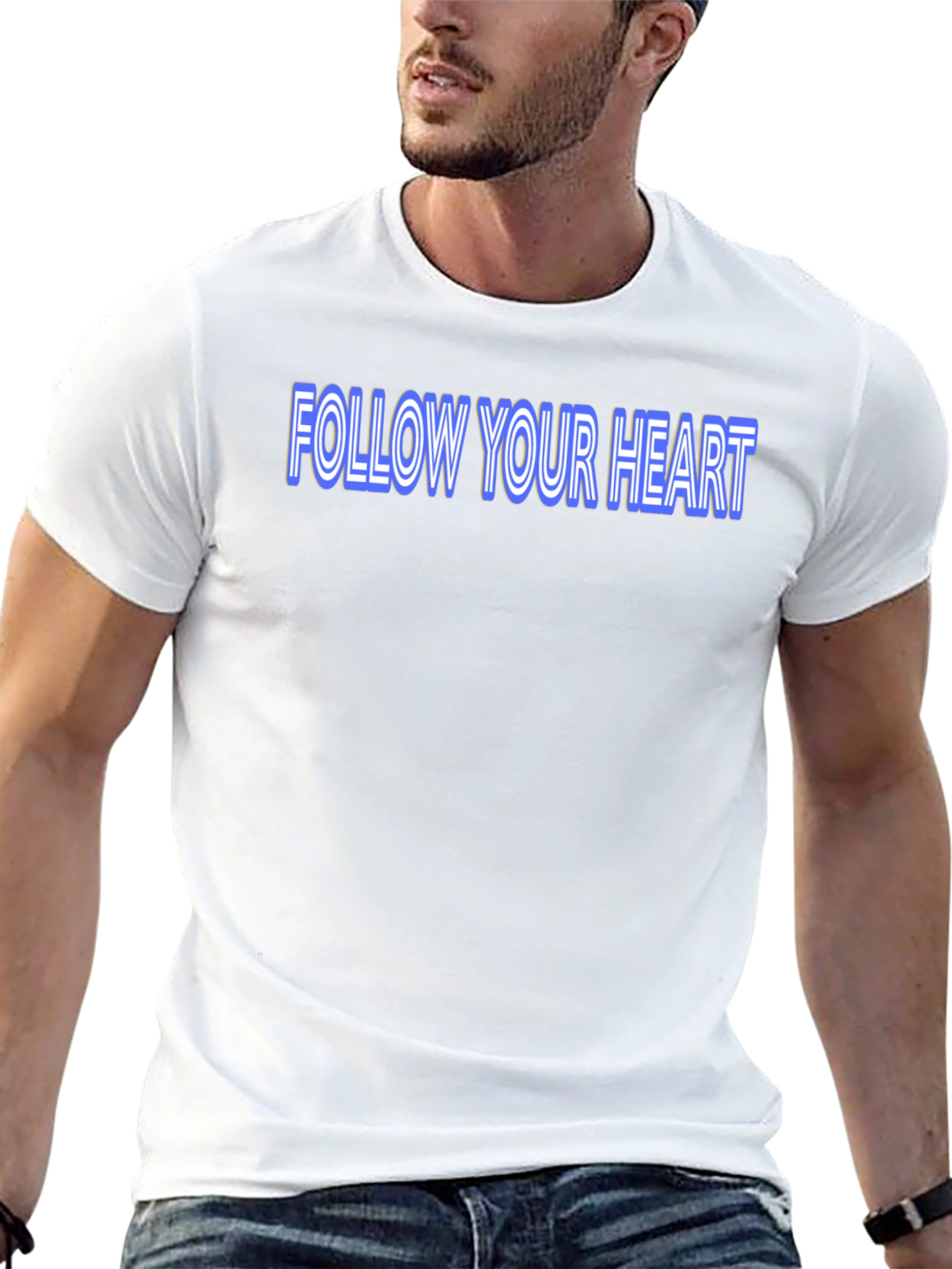 Black Follow Your Heart Graphic Tee - Soft Cotton Blend view 13