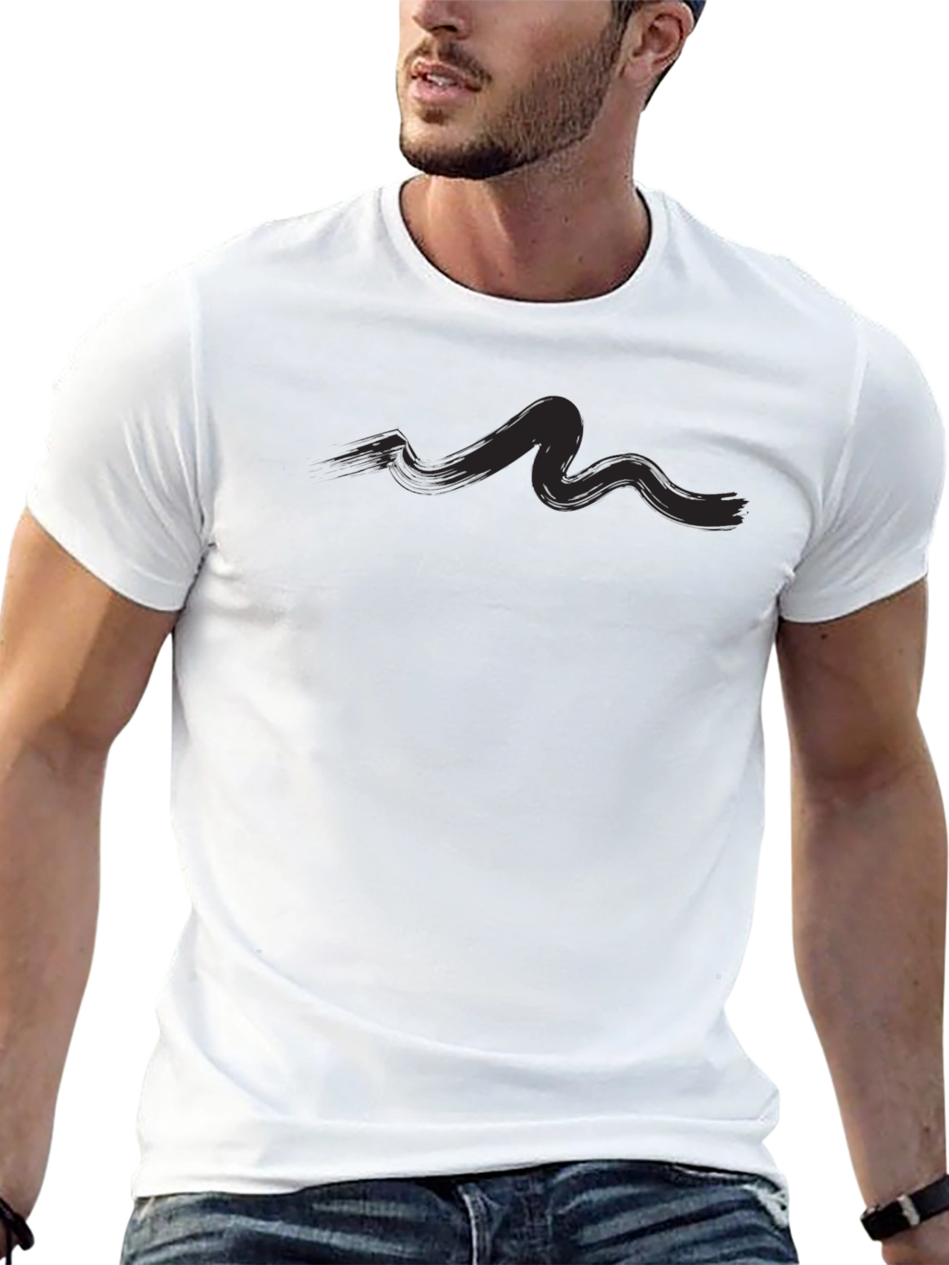 Black Men's Casual Black Graphic Tee Shirt view 13