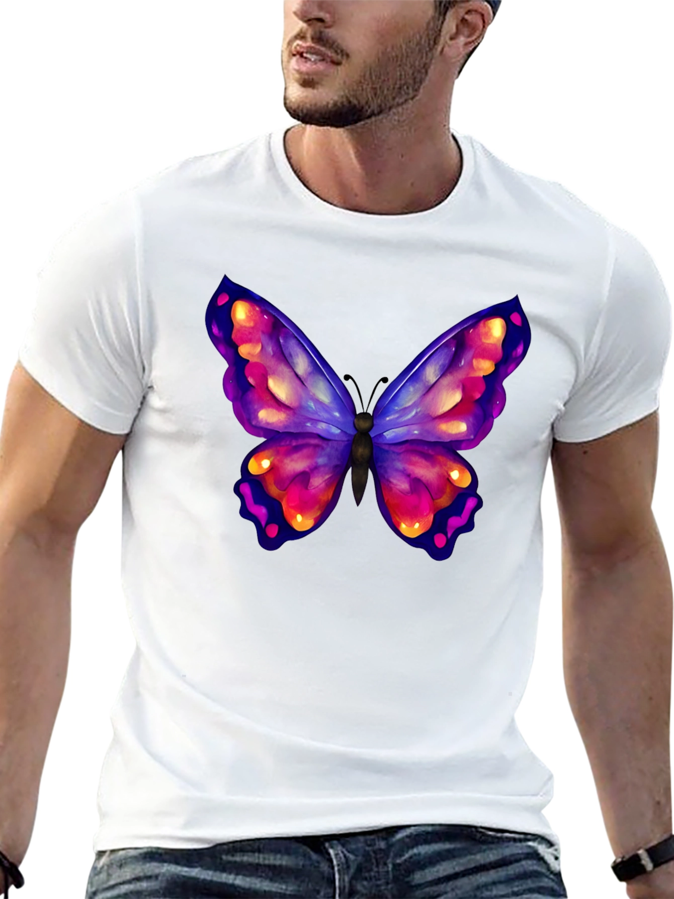 Black Butterfly Graphic Black T-Shirt view 13