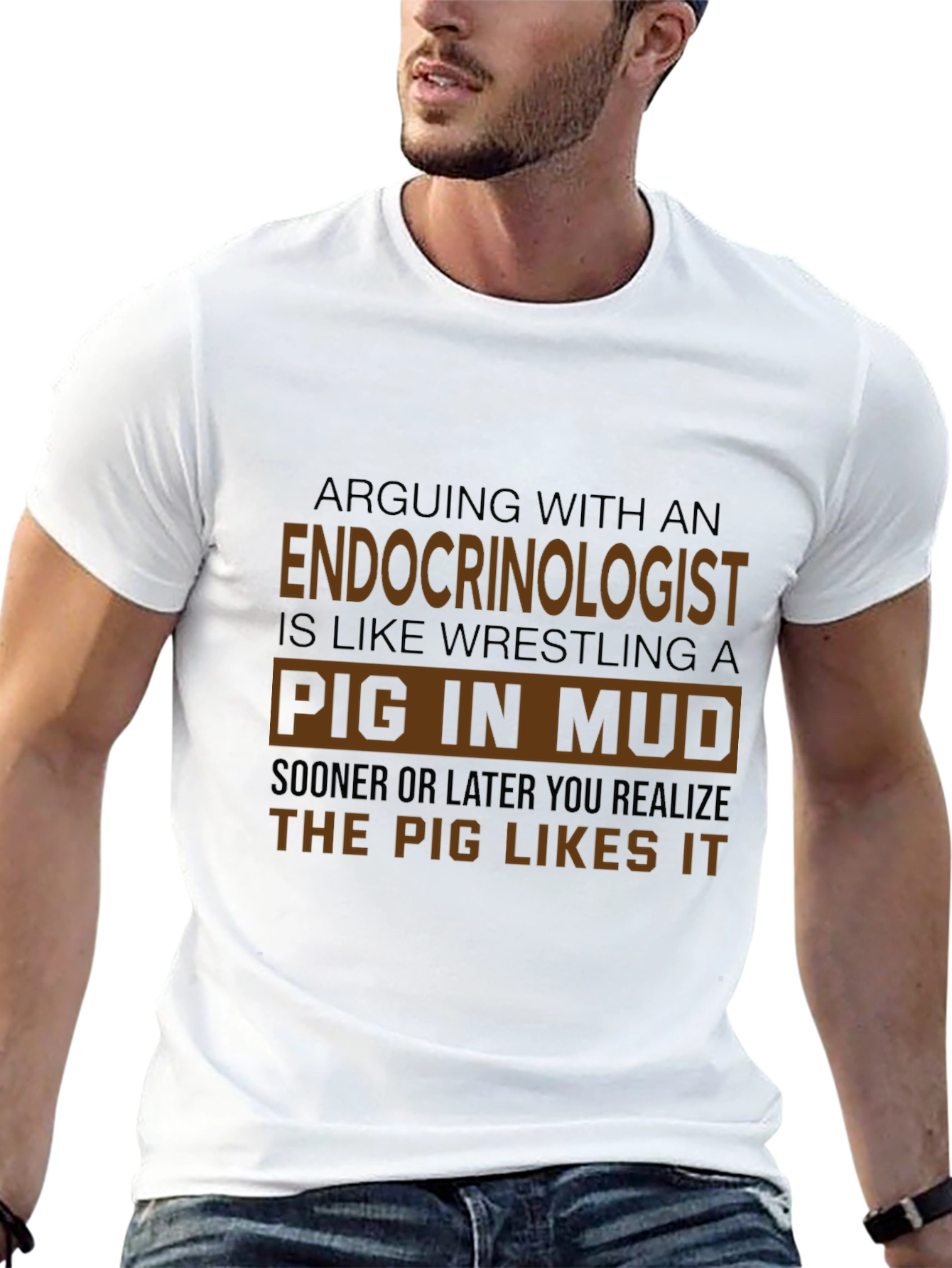 Black Endocrinologist Pig in Mud Graphic Tee view 13