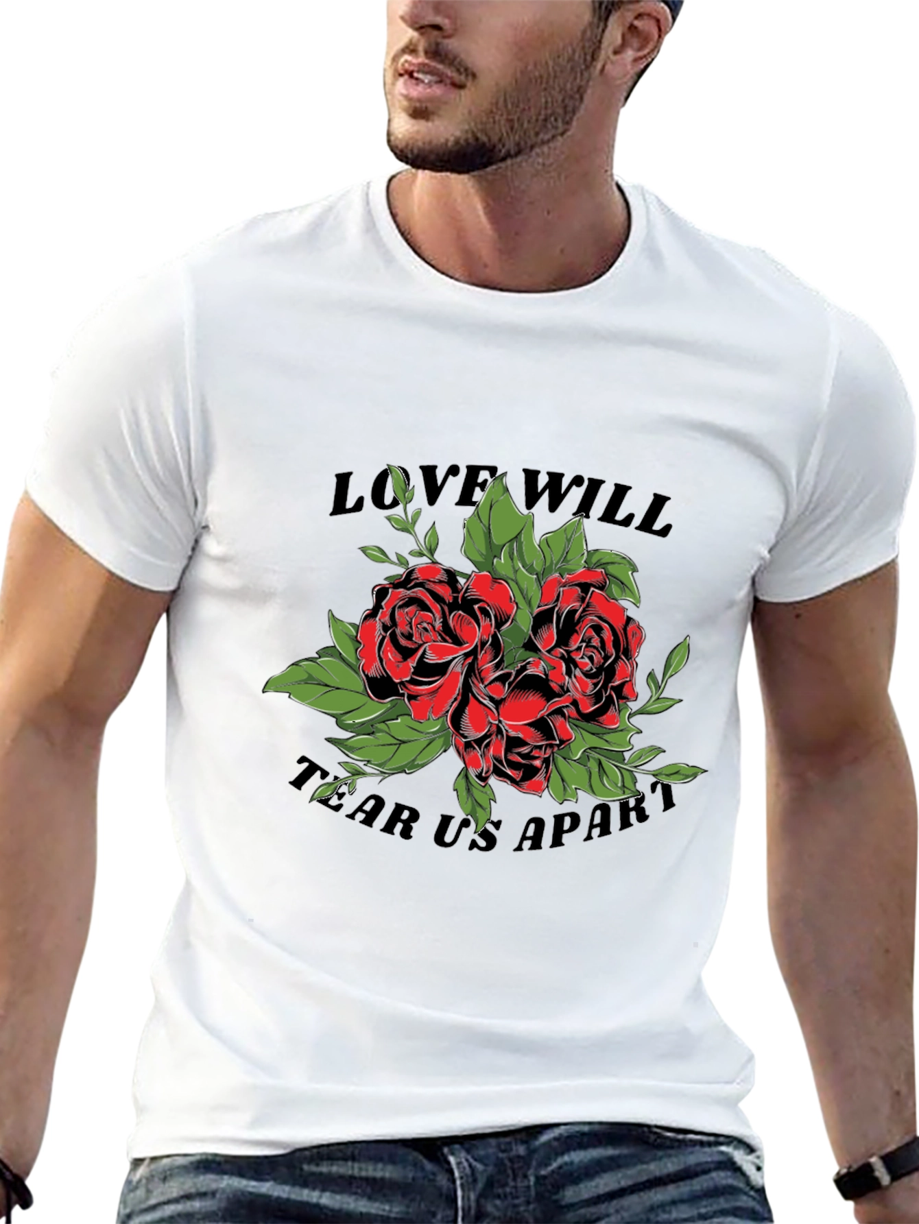 Black Love Will Tear Us Apart Rose Graphic T-Shirt view 13