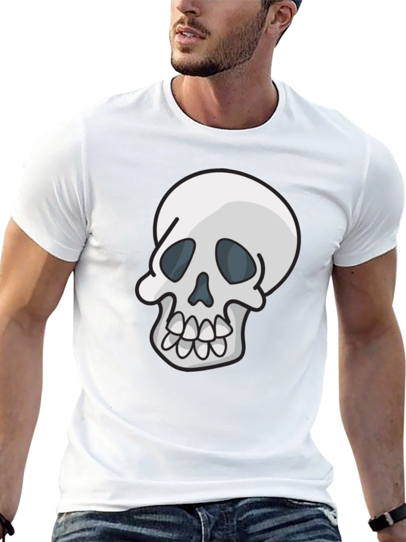 Black Skull Graphic Tee - Casual Black T-Shirt view 13