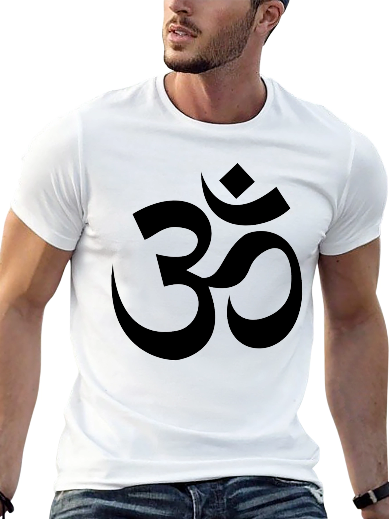 Black Men's Black Om Symbol T-Shirt view 13